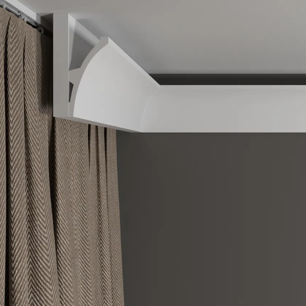 Потолочный плинтус под покраску Decor-Dizayn DD512 с подсветкой 2000×40×80 фото в интерьере