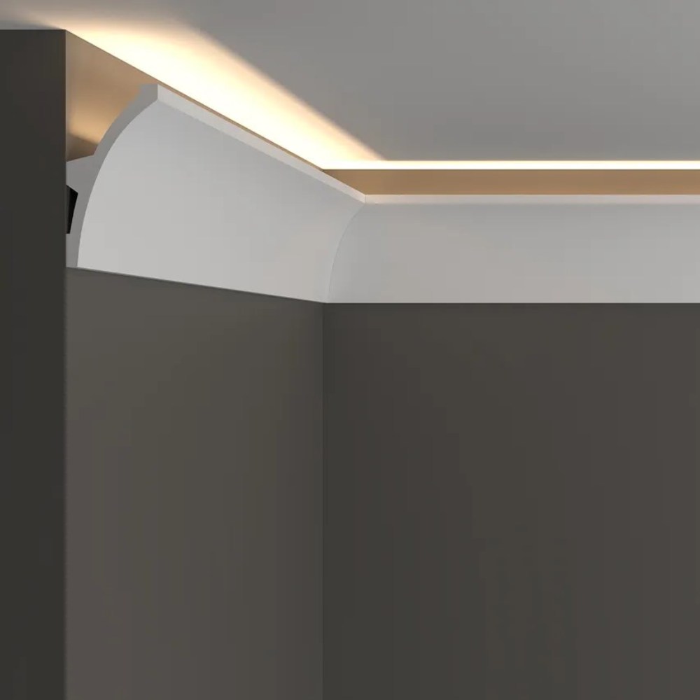 Потолочный плинтус под покраску Decor-Dizayn DD512 с подсветкой 2000×40×80