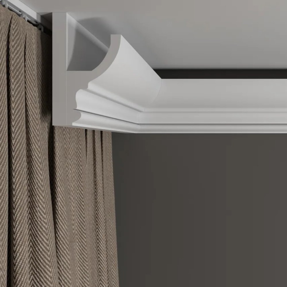 Потолочный плинтус под покраску Decor-Dizayn DD507 с подсветкой 2000×58×97 фото в интерьере