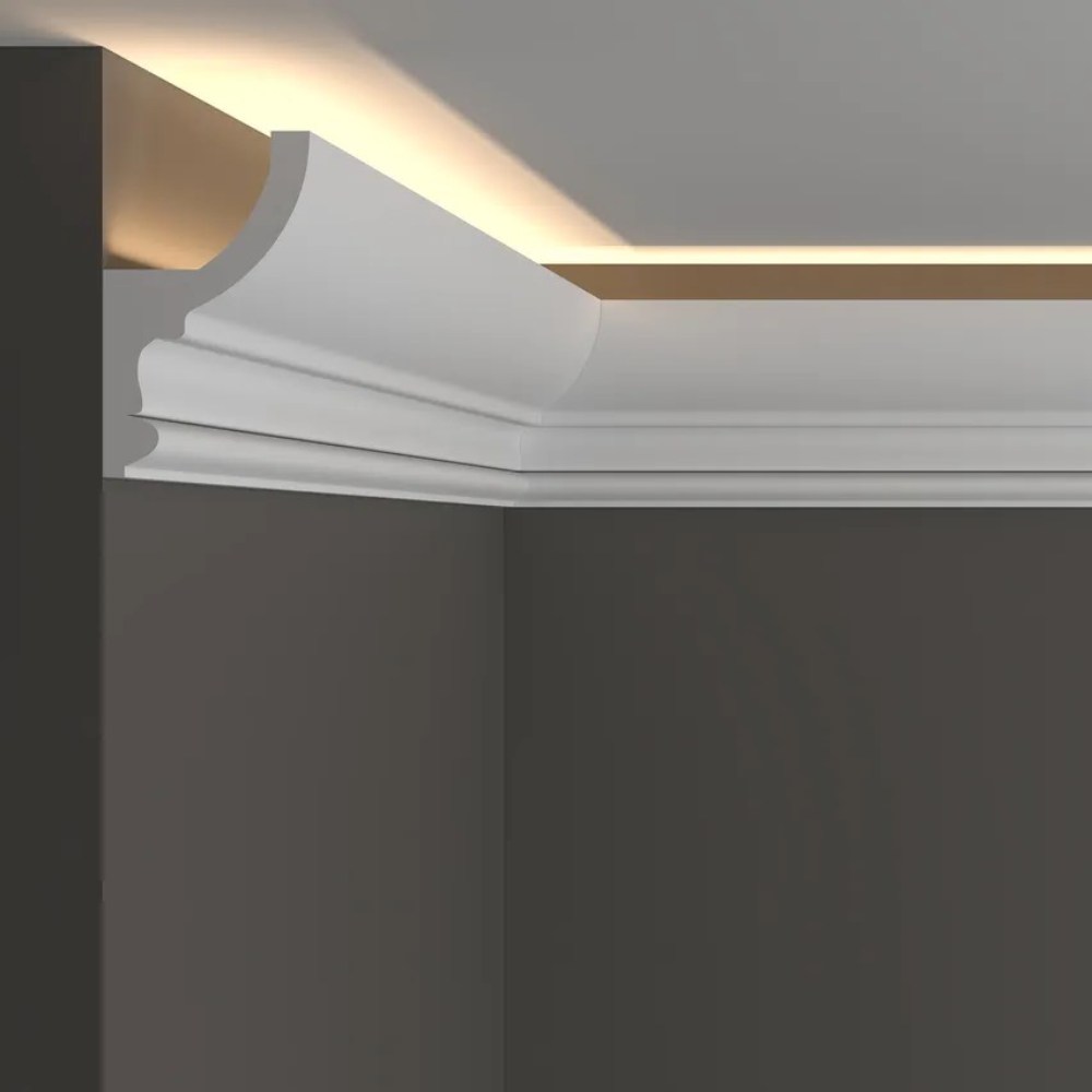 Потолочный плинтус под покраску Decor-Dizayn DD507 с подсветкой 2000×58×97
