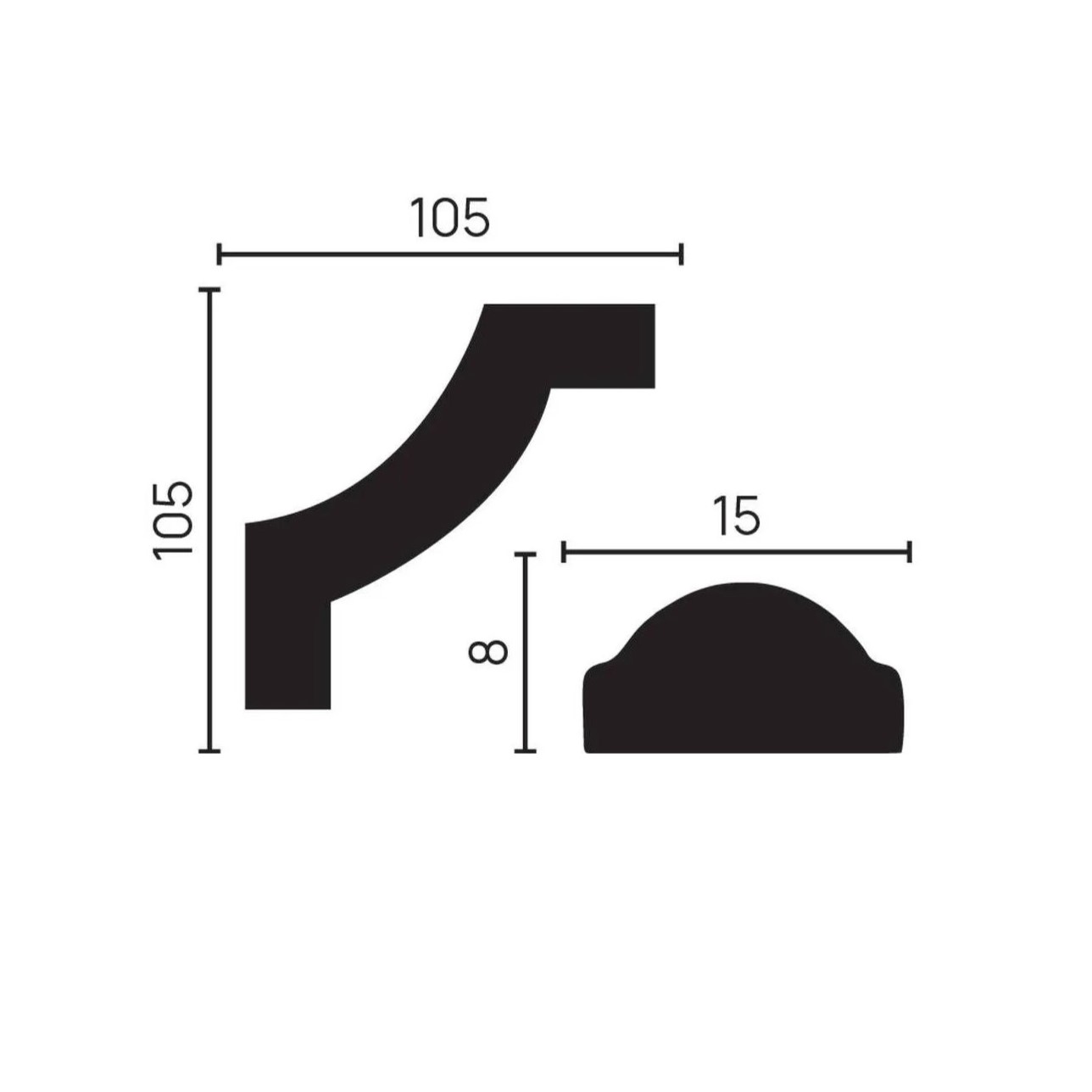 Угловой элемент к молдингу под покраску Decor-Dizayn C1-130A 105×105×8