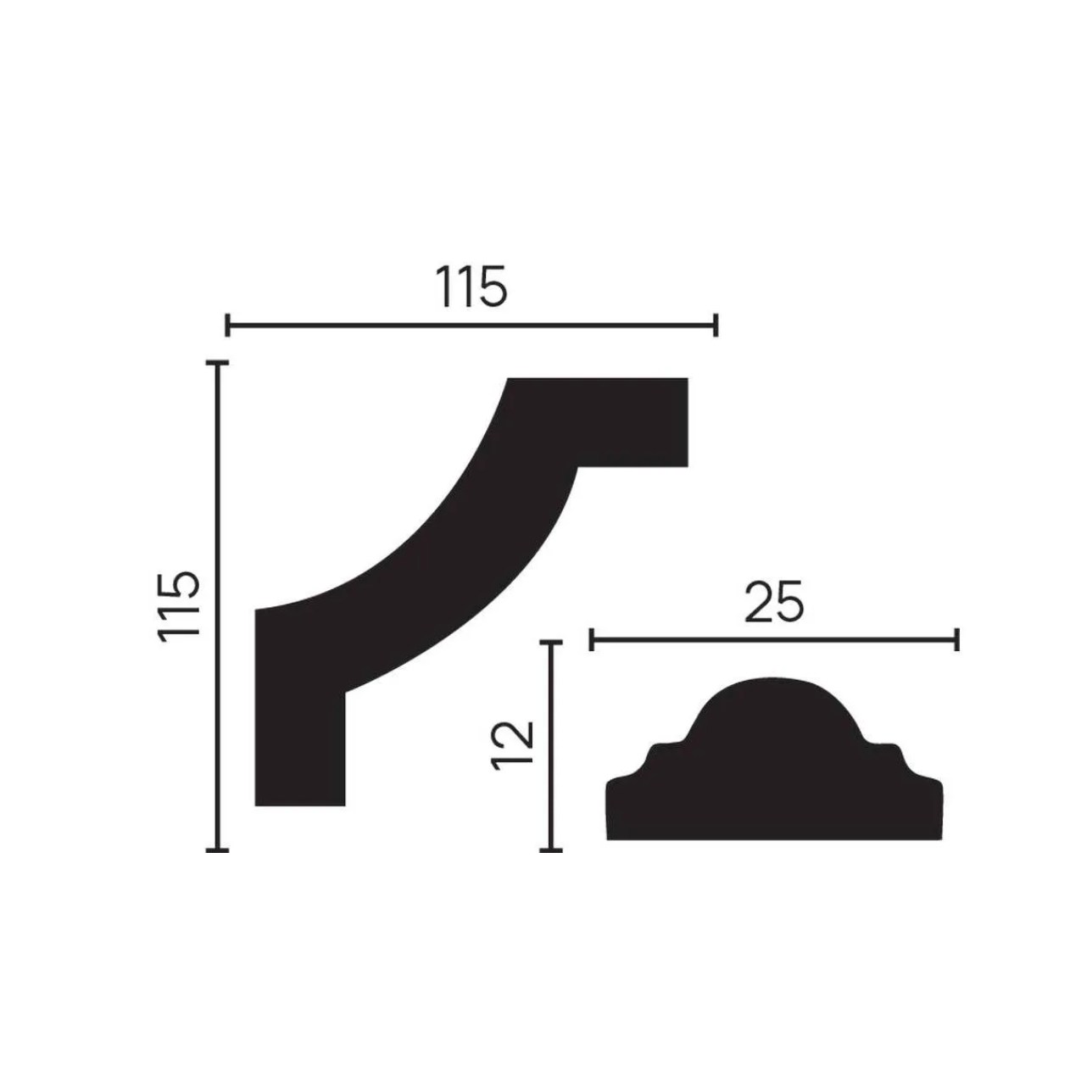 Угловой элемент к молдингу под покраску Decor-Dizayn C1-DD35 115×115×12