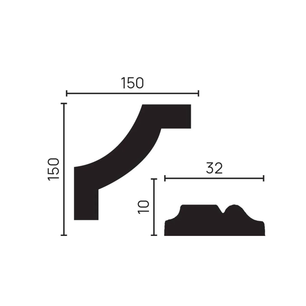 Угловой элемент к молдингу под покраску Decor-Dizayn C1-DD603 150×150×10