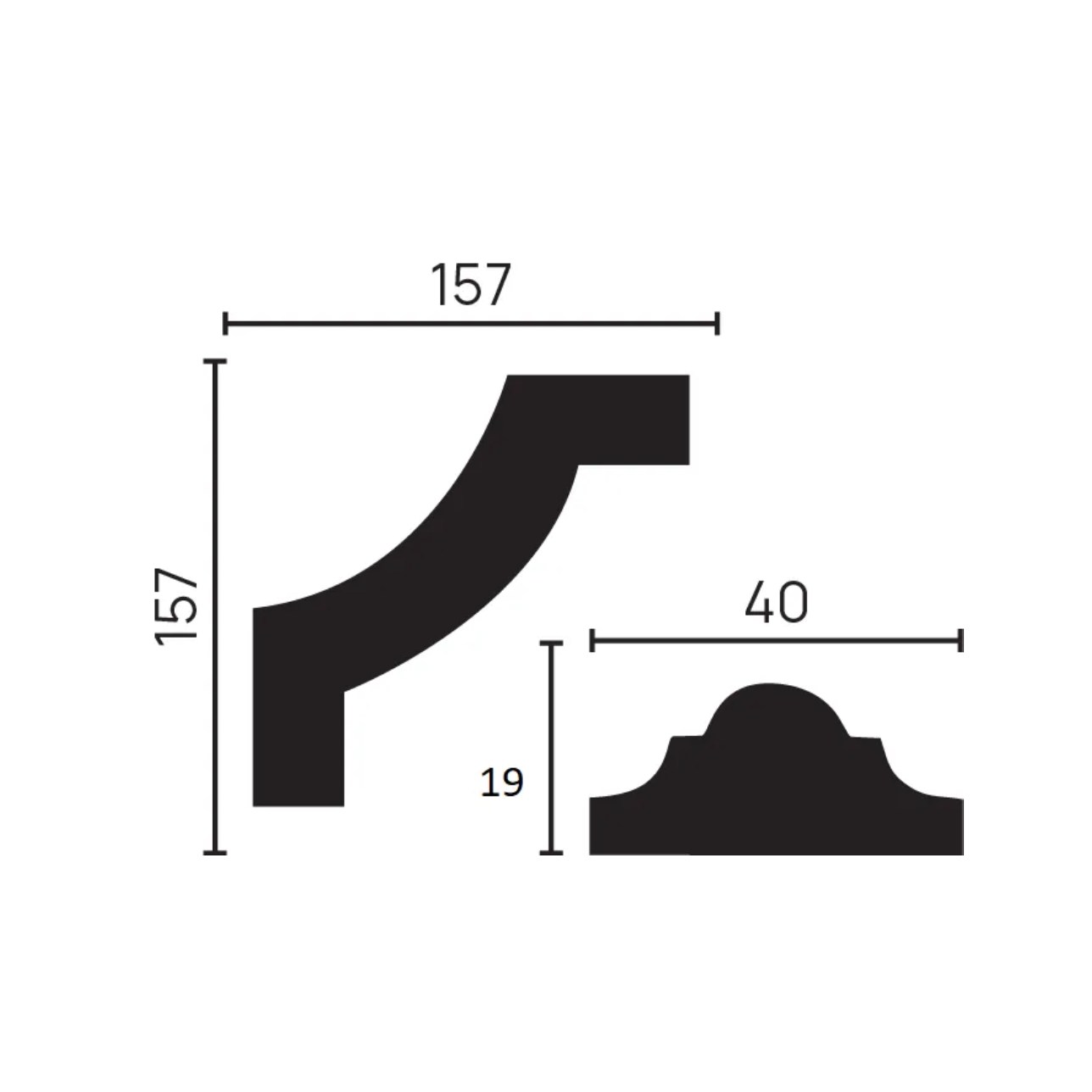 Угловой элемент к молдингу под покраску Decor-Dizayn C1-DD002 157×157×19