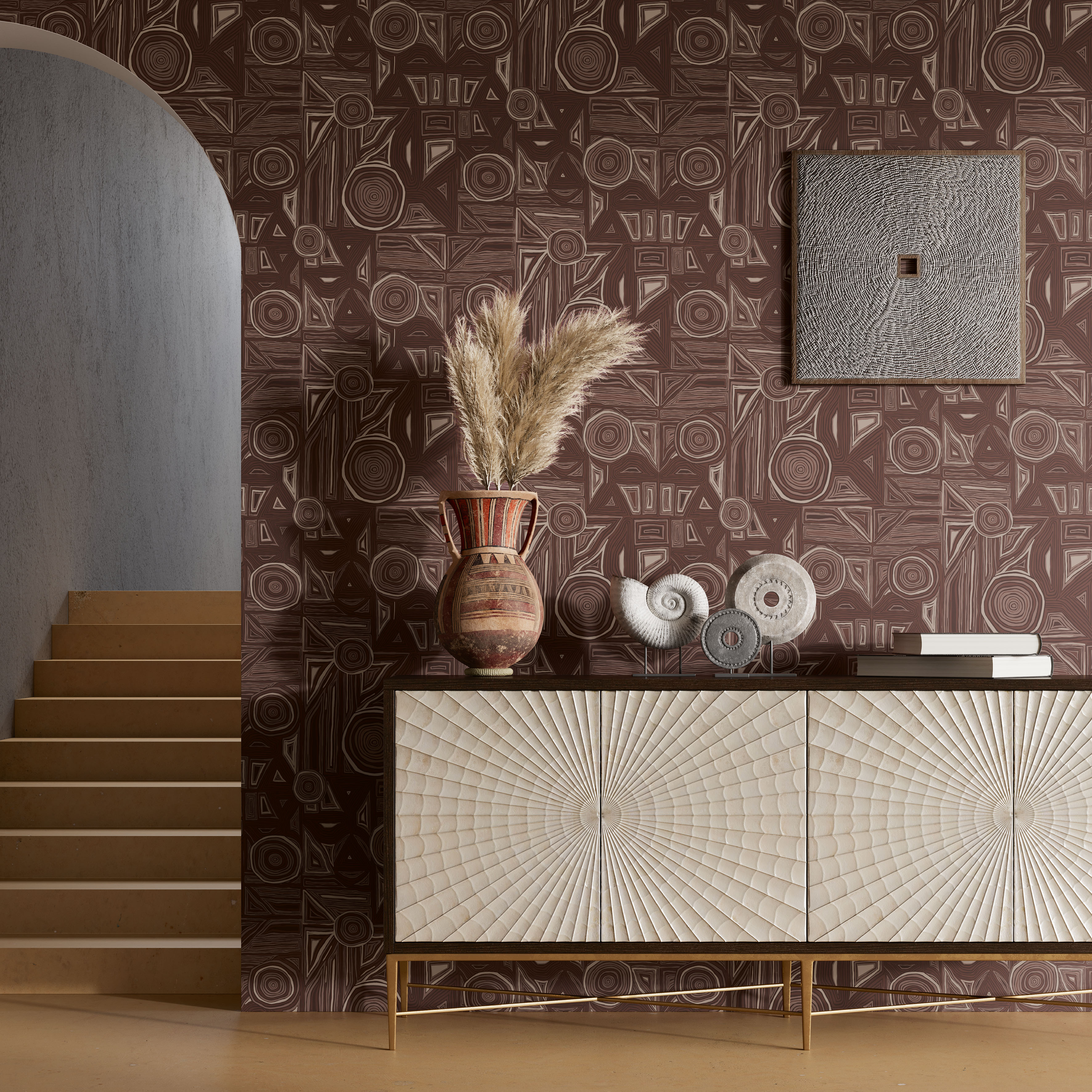 Обои Milassa Полинезия Маори PLZ1 010 10,05×1 фото в интерьере