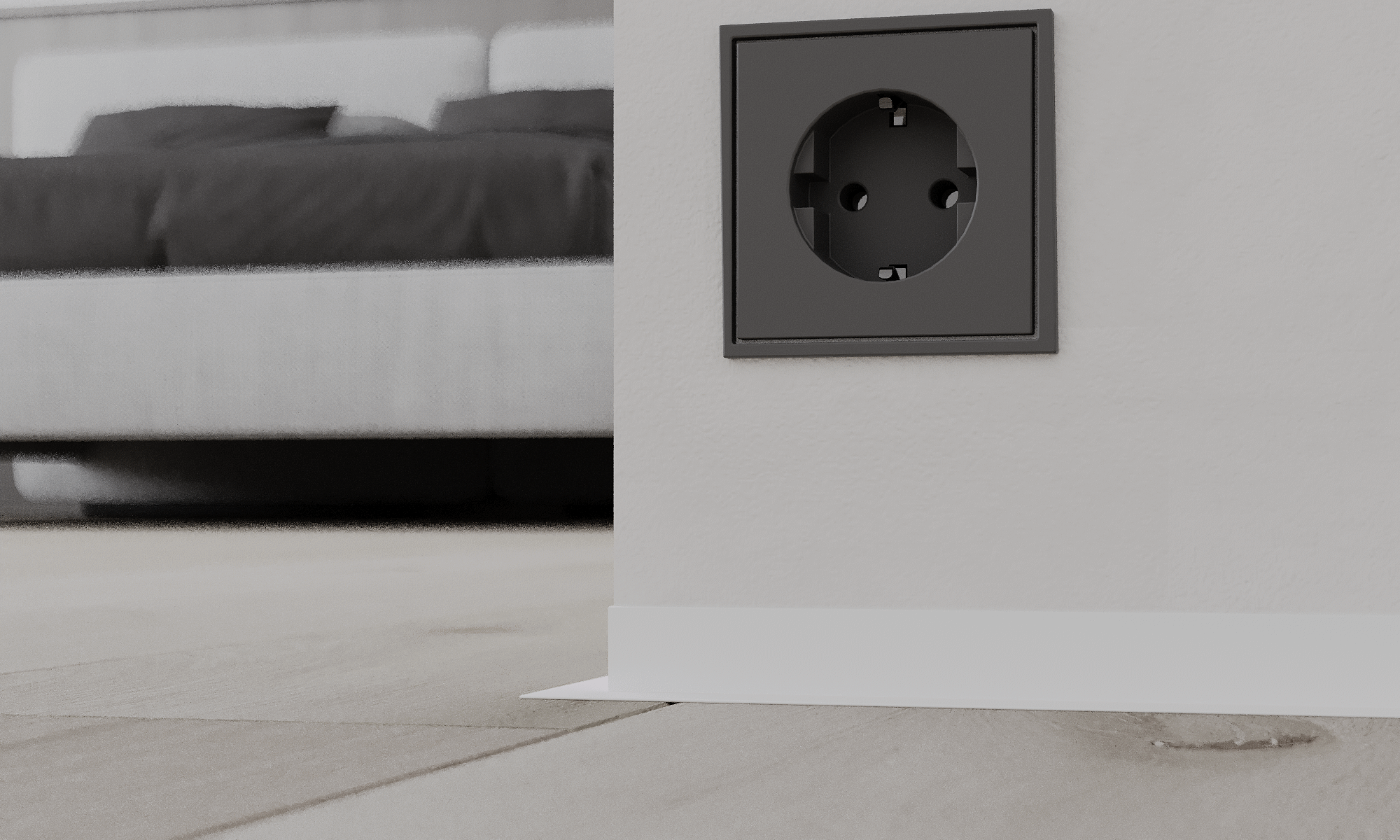 Микроплинтус алюминиевый Ликорн Лайн С-05.25.4 L белый матовый 2500×25,8×16 фото в интерьере