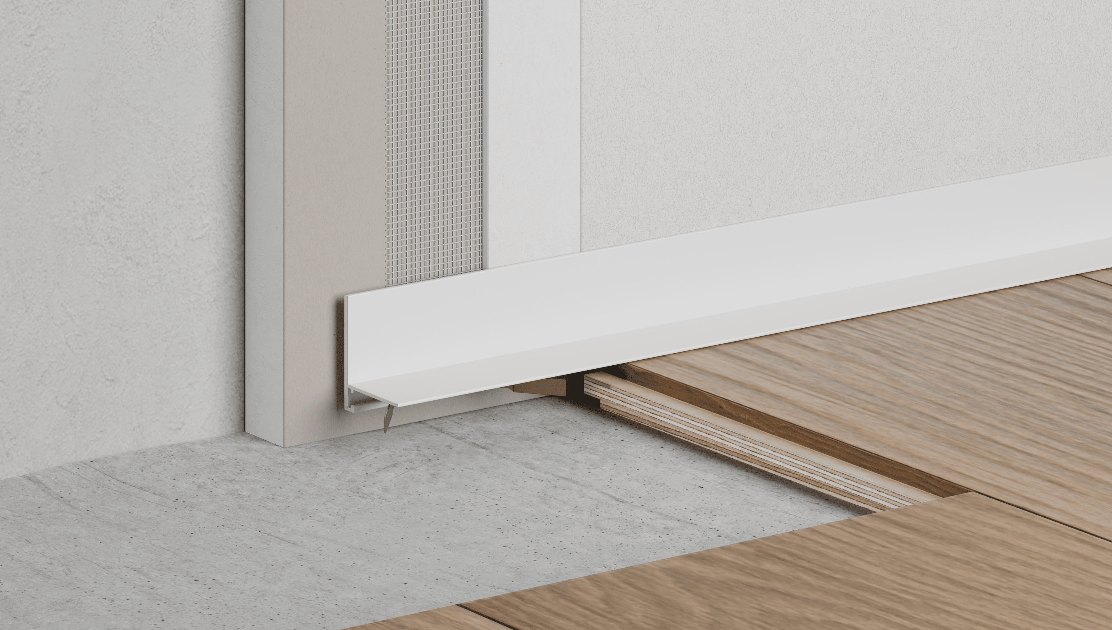 Микроплинтус алюминиевый Ликорн Лайн С-05.25.4 L белый матовый 2500×25,8×16