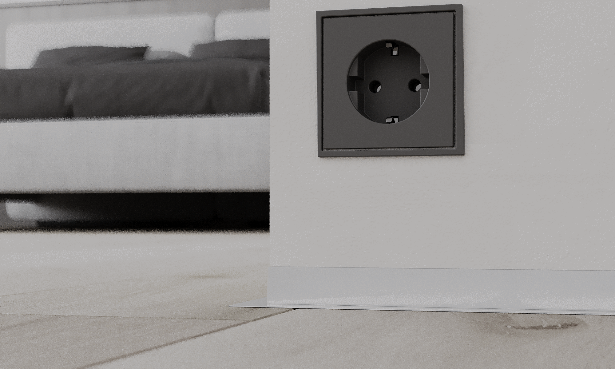 Микроплинтус алюминиевый Ликорн Лайн С-05.25.2 L серебристый матовый 2500×25,8×16 фото в интерьере