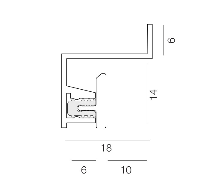 Вставка алюминиевая в теневой плинтус Ликорн С-13.2.3 черный 2000×10×18
