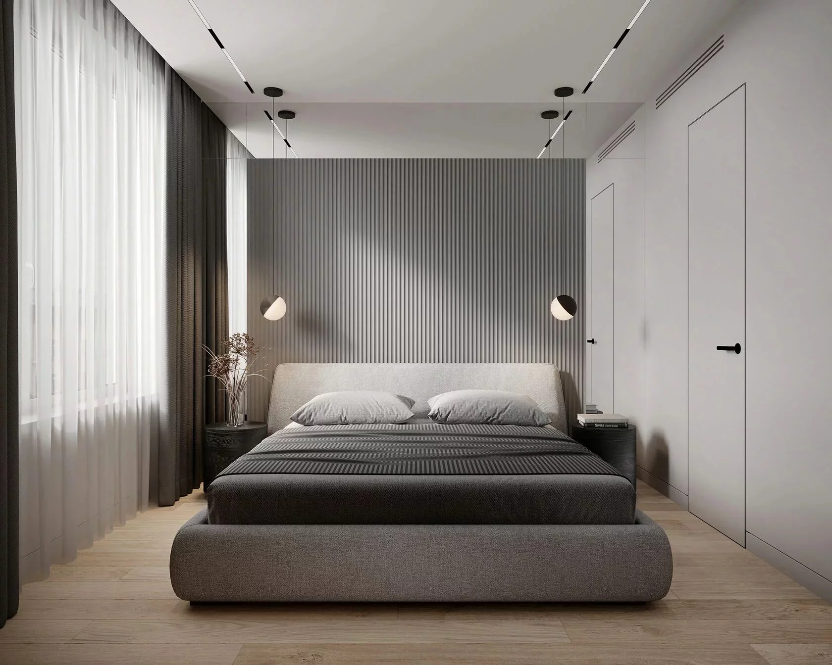 Плинтус алюминиевый скрытый с подсветкой Laconistiq Regular Черный RAL 9005 41-21-300 матовый 3000×80×13 фото в интерьере