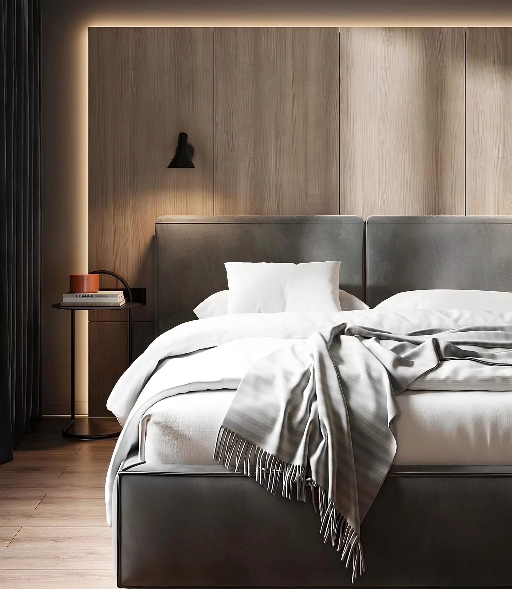 Профиль алюминиевый теневой с подсветкой Laconistiq Multilevel Черный 25-11-300 3000×46,3×27,7 фото в интерьере