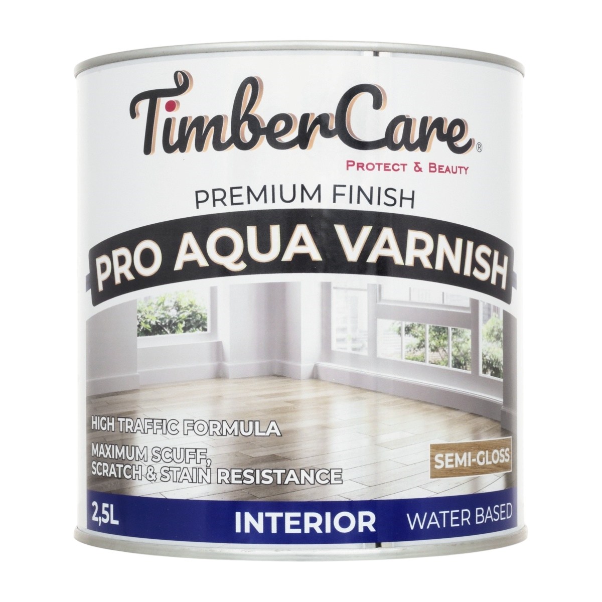 Лак для паркета TimberCare Pro Aqua Varnish 350075 полуглянцевый 2,5 л
