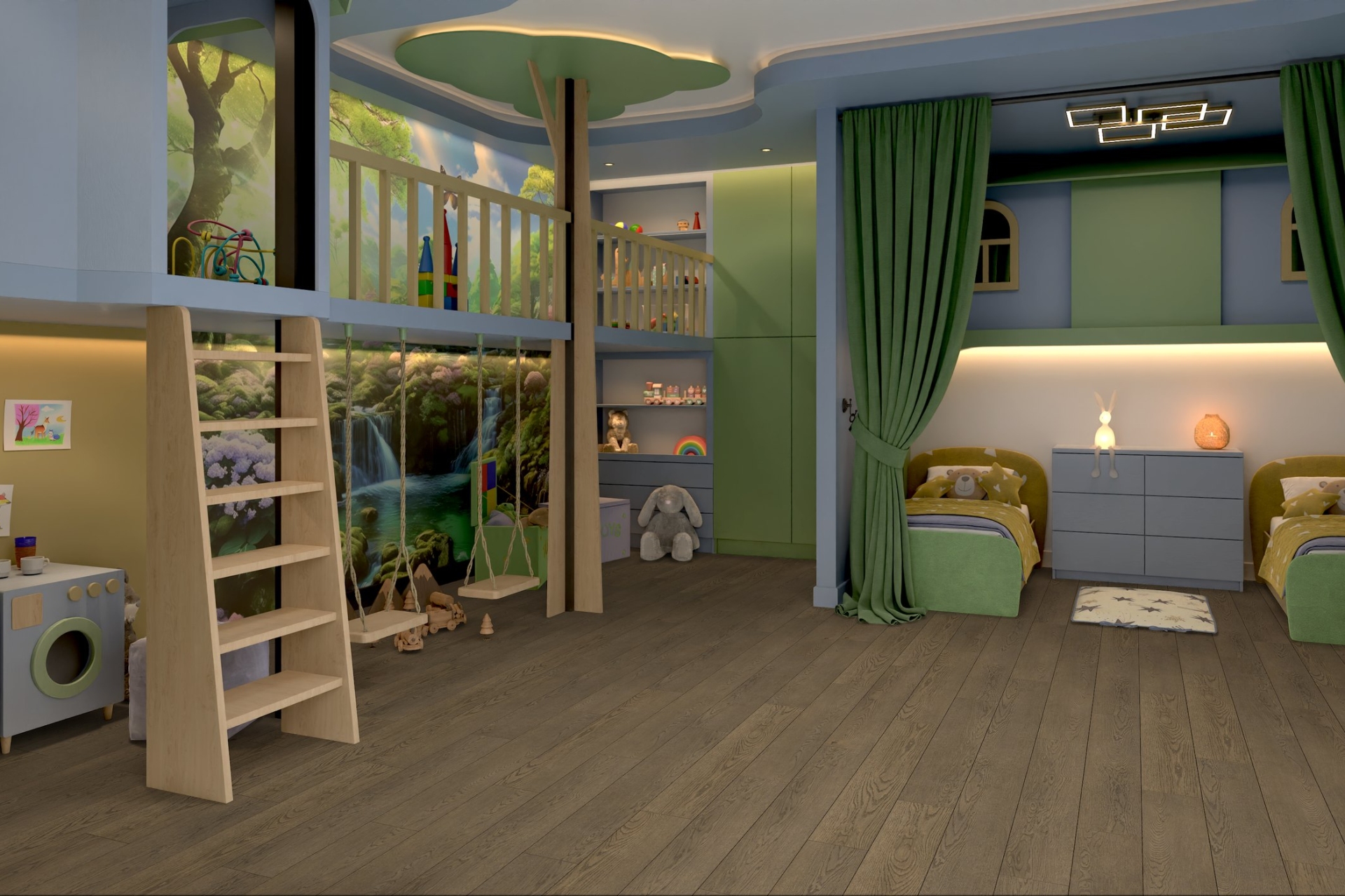 Кварцвиниловый SPC ламинат Damy Floor Family Дуб Мокко Mocha Oak 0030-6 1220×180×4 фото в интерьере