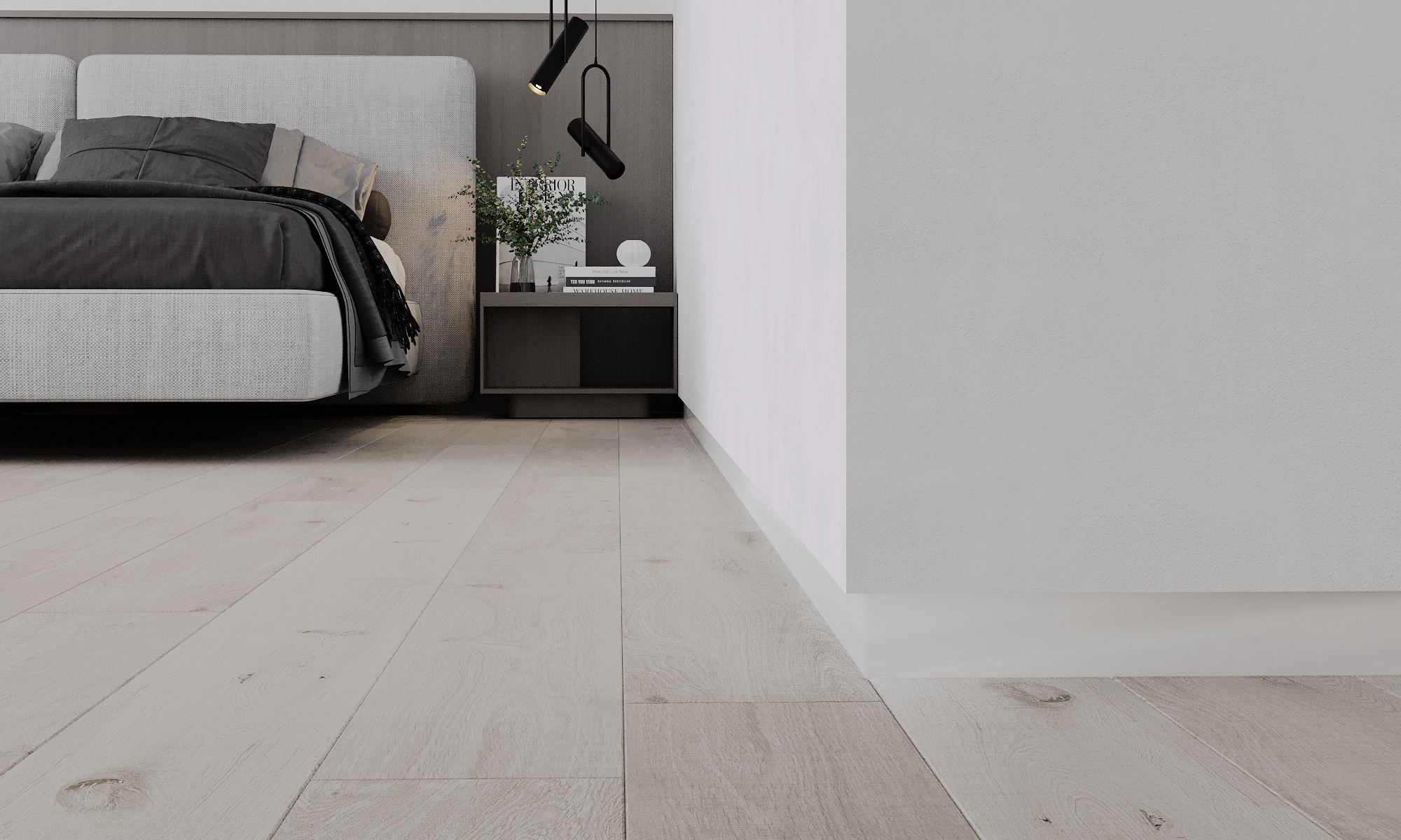 Плинтус алюминиевый скрытый с подсветкой Ликорн Серебристый глянцевый С-01.2.1 2050×104.6×14.5 фото в интерьере