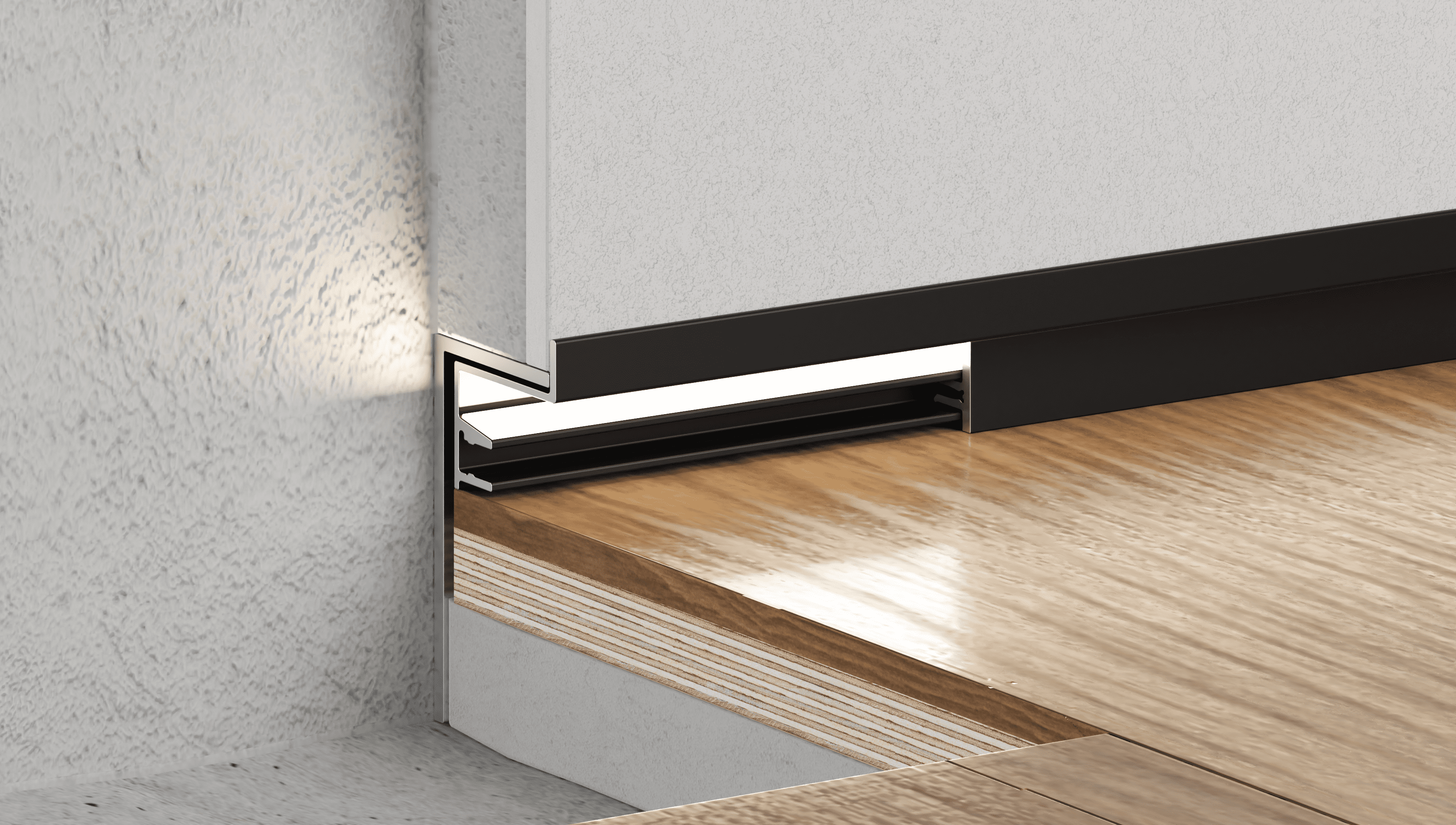 Вставка алюминиевая для теневого плинтуса Ликорн С-10.2.1 Серебристый 2000×50×20