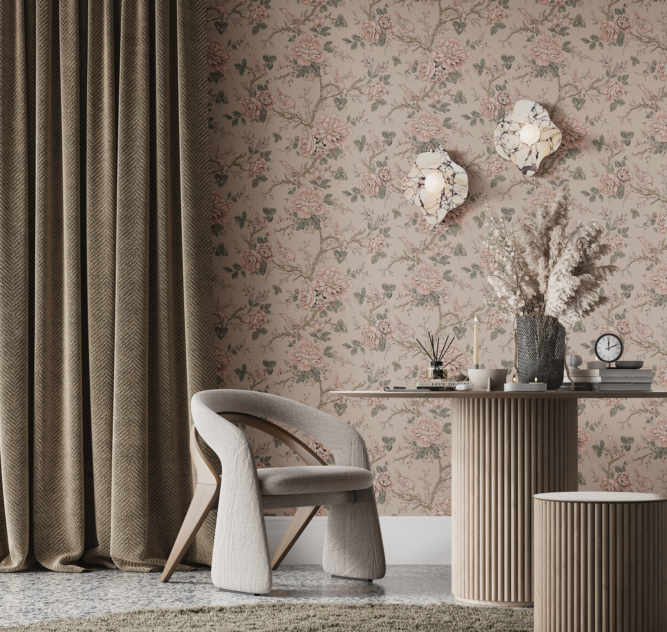 Обои Loymina Королева Сад Нефритовой девы FL1 001 10,05×1 фото в интерьере