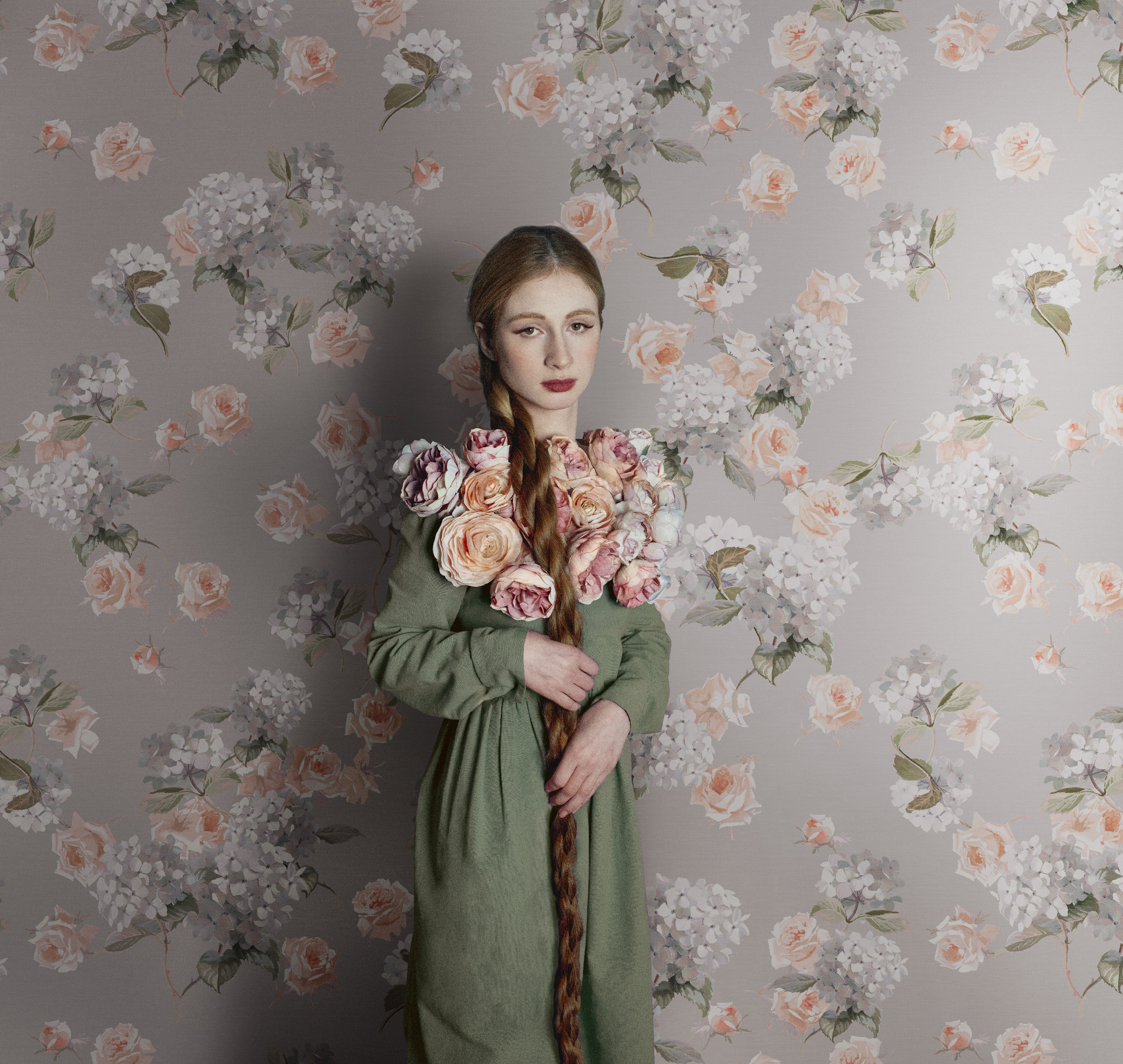 Панно Loymina Королева Гортензия FL3 011 3×3 фото в интерьере