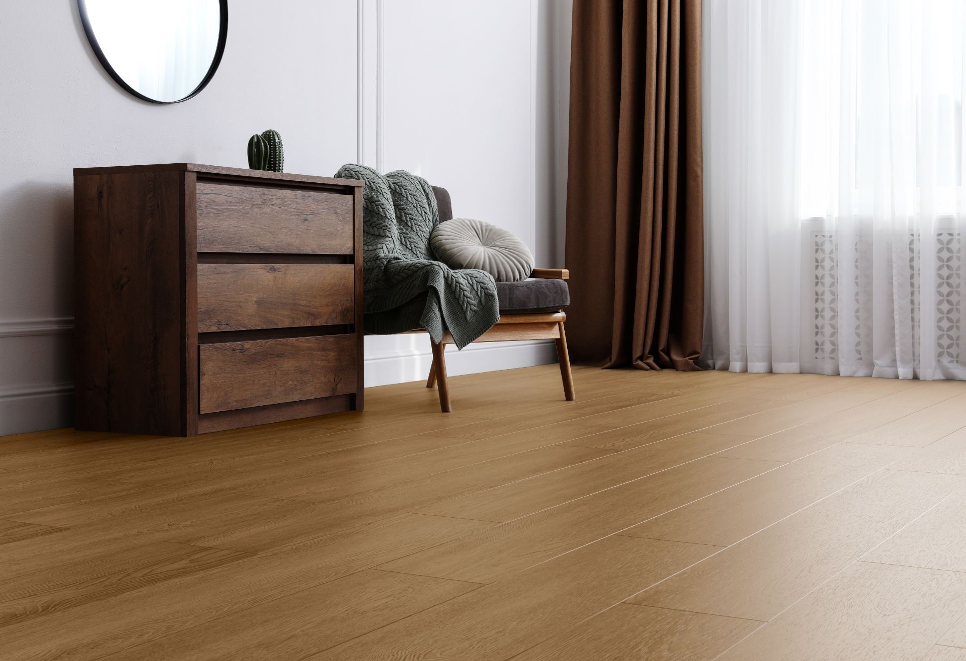 Кварцвиниловый SPC ламинат Aquafloor Space Select XL AF4090SXL 1520×220×4 фото в интерьере