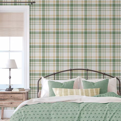 Обои Aura Spring Plaid green 1906-5 10,05×0,53