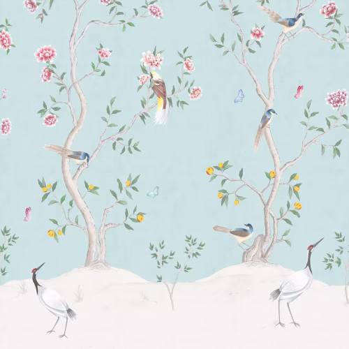 Панно Aura Spring Chinoiserie mural turquoise 1911-1 2,8×1,59