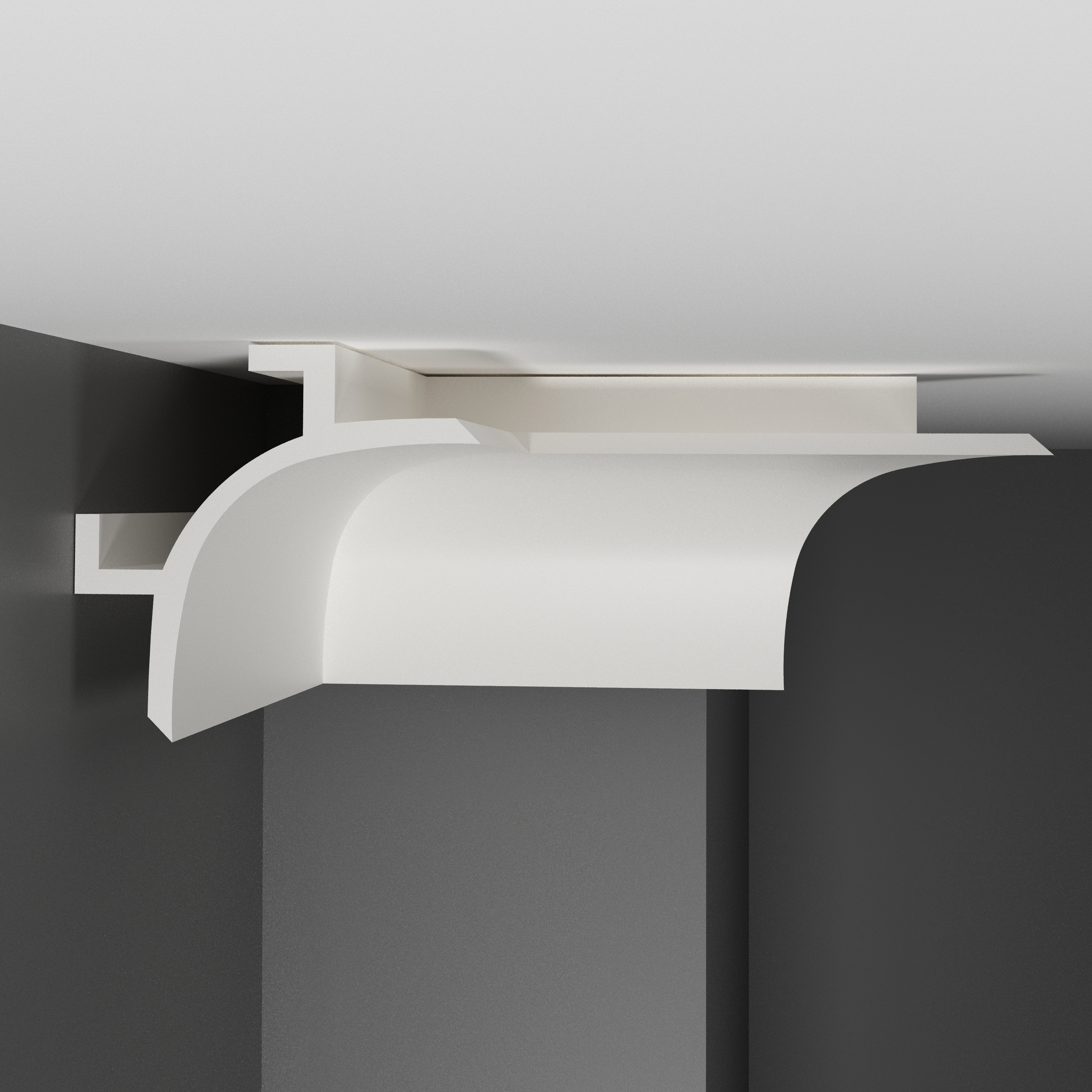 Потолочный плинтус под покраску с подсветкой Decomaster Артпрофиль A208 2000×130×130