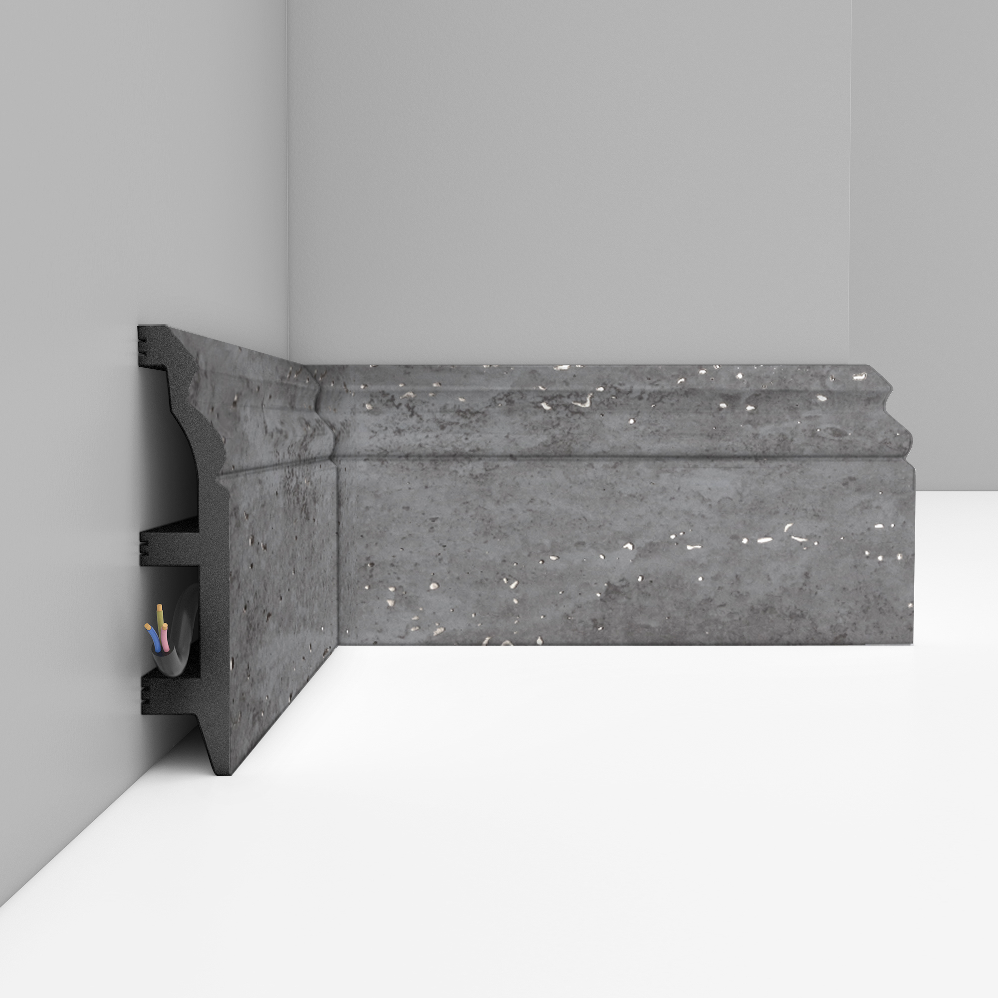 Плинтус Decomaster Травертин темный мерцающий D232-1632G 2400×100×22 Плинтус Decomaster Травертин темный мерцающий D232-1632G 2400×100×22