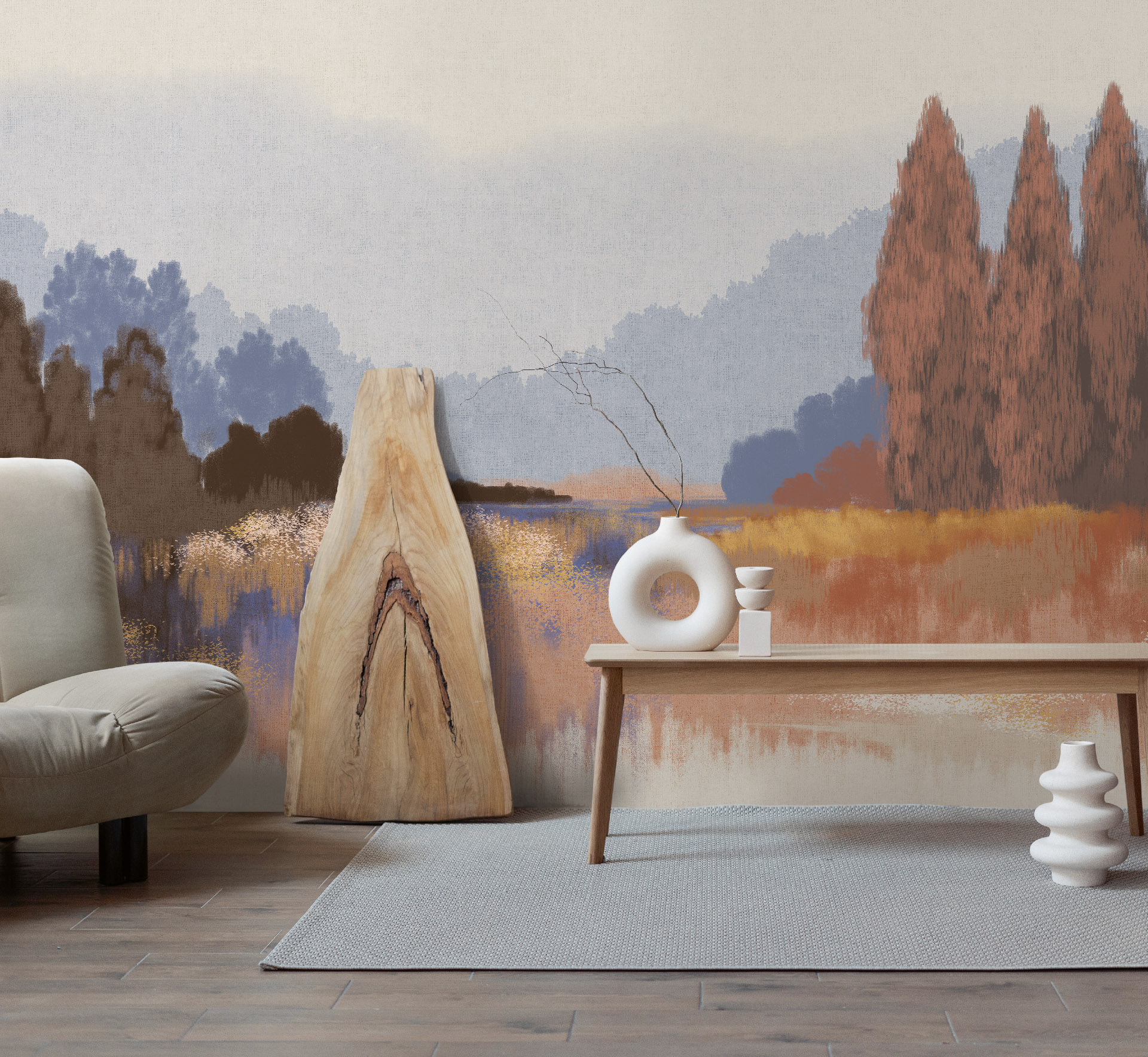 Панно Loymina Пейзаж 2 Амурский лес ART22 004 3×5 фото в интерьере