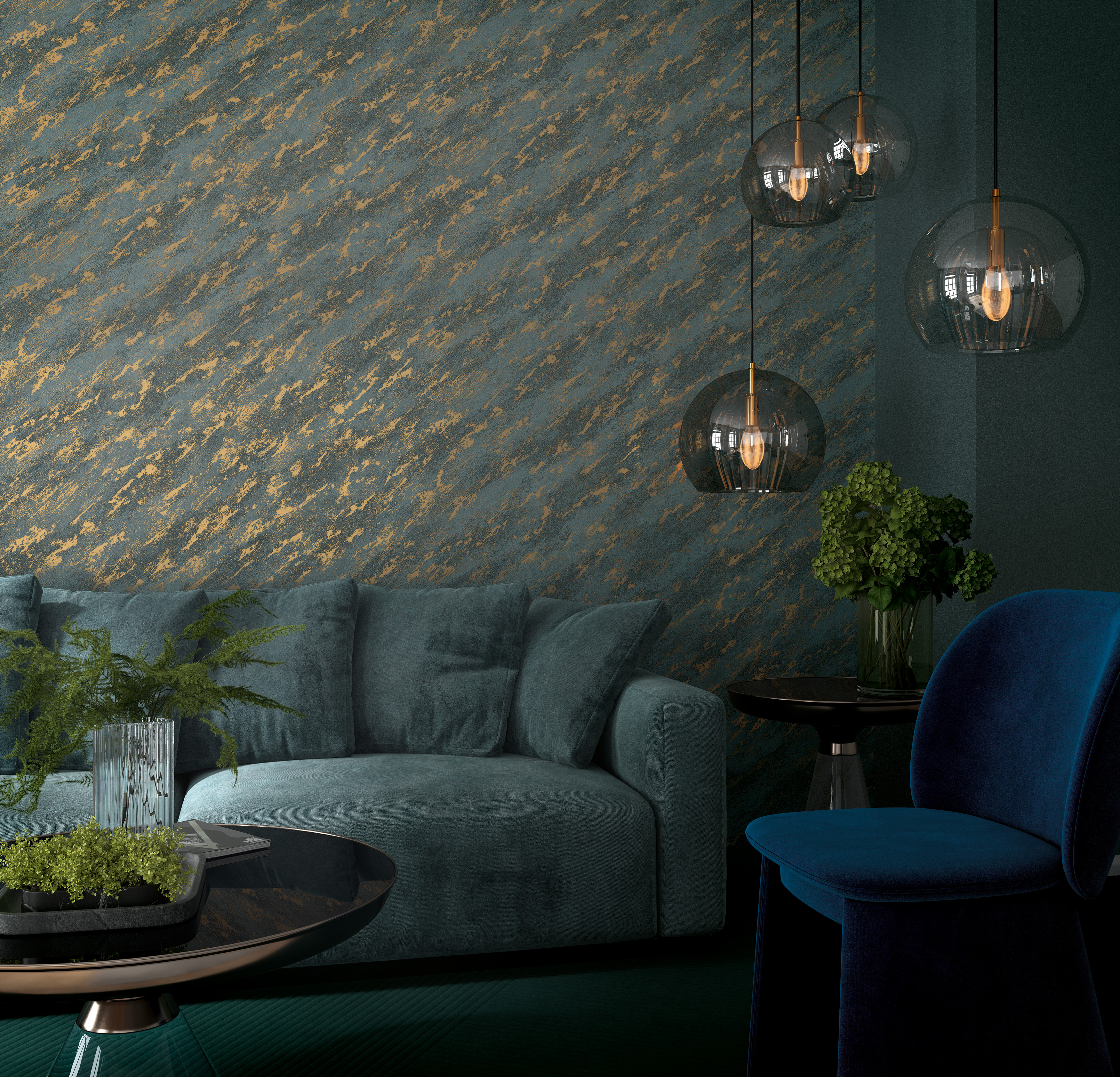 Обои Marburg Lava 35222 10,05×1,06 фото в интерьере