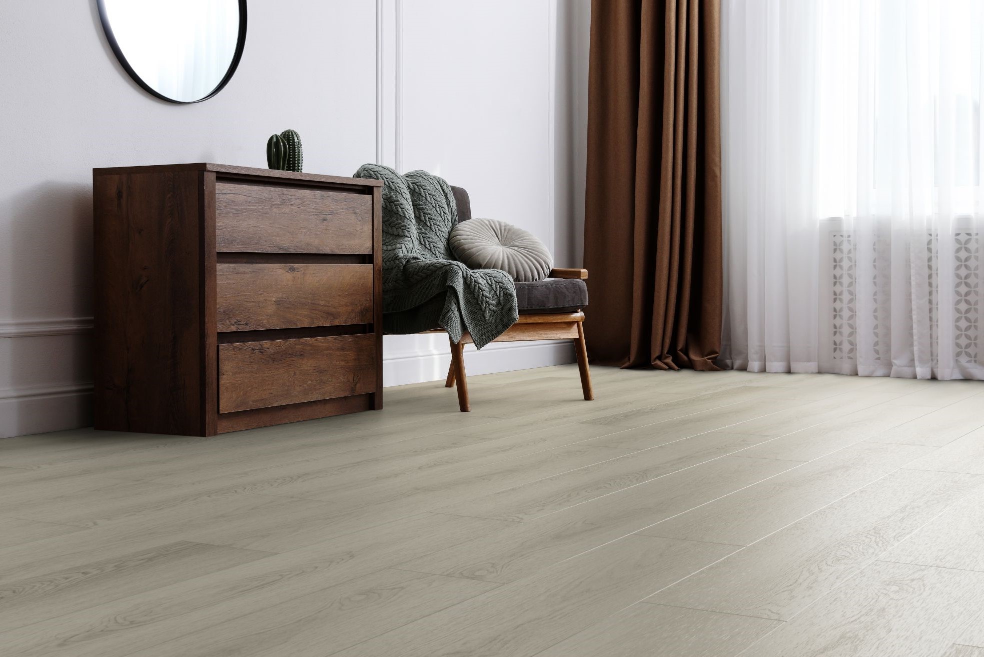 Кварцвиниловый SPC ламинат Aquafloor Space Select XL AF4081SXL 1520×220×4 фото в интерьере