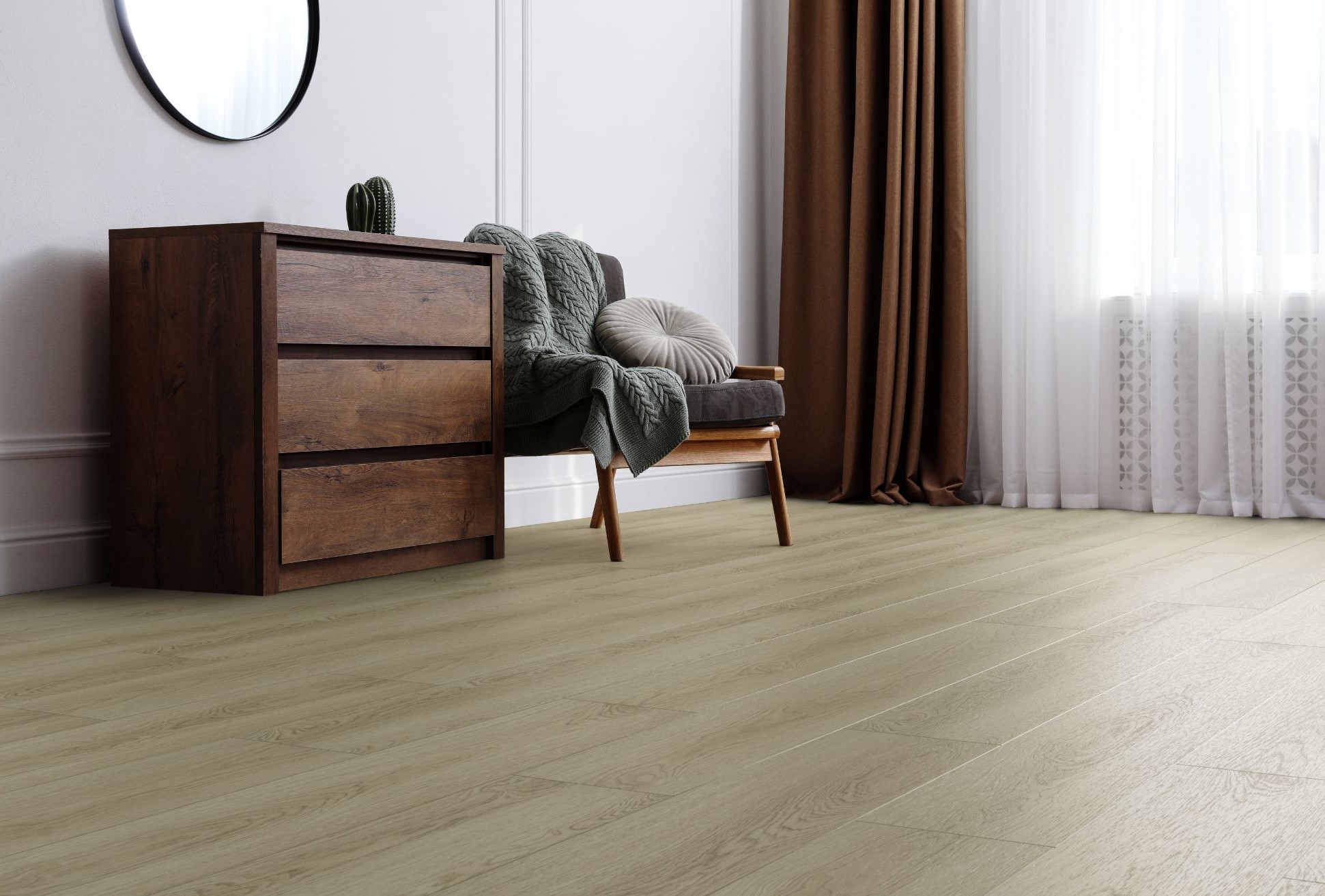 Кварцвиниловый SPC ламинат Aquafloor Space Select XL AF4082SXL 1520×220×4 фото в интерьере