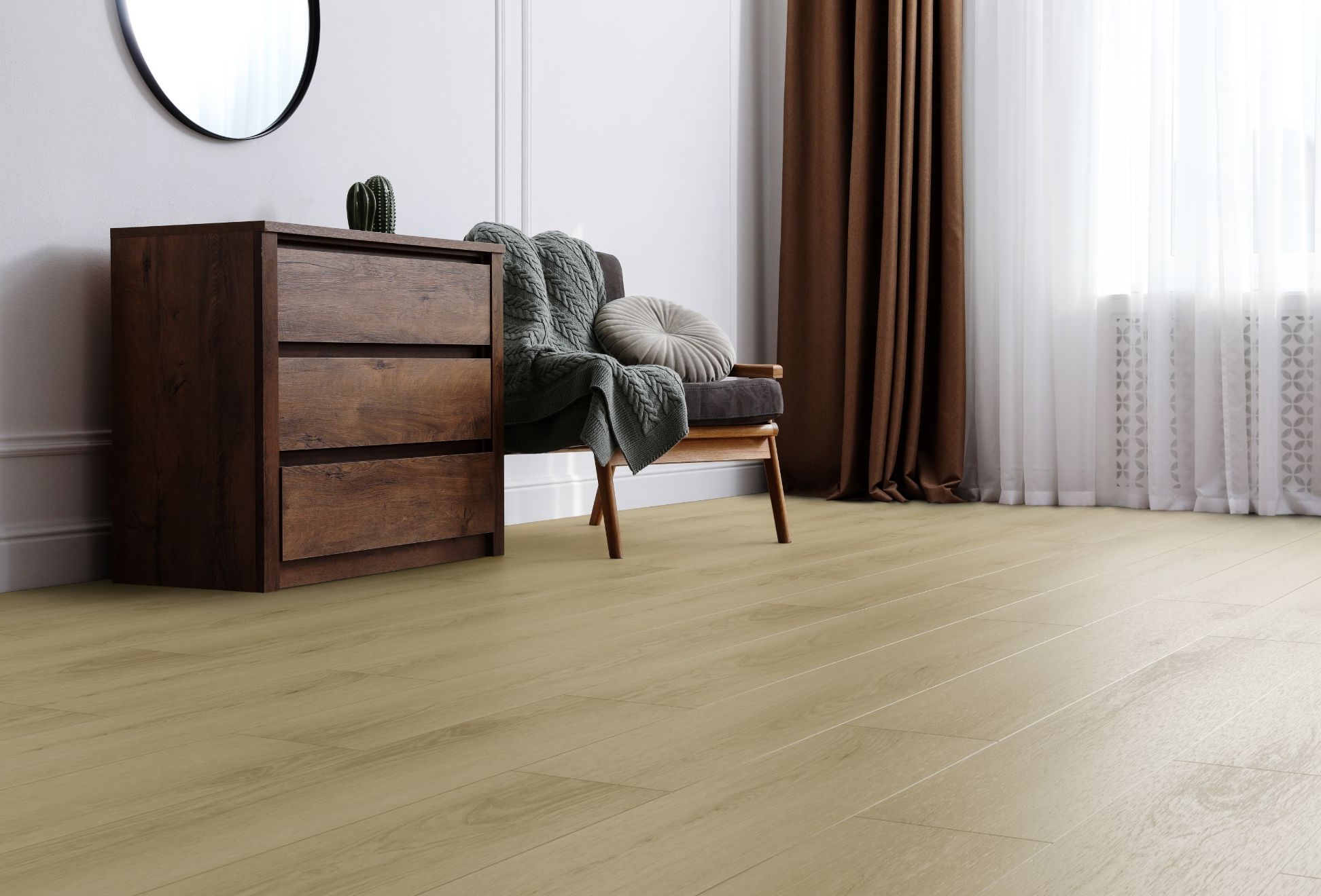 Кварцвиниловый SPC ламинат Aquafloor Space Select XL AF4083SXL 1520×220×4 фото в интерьере