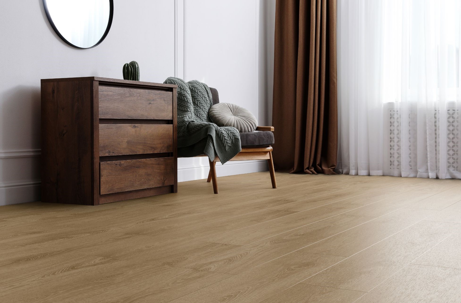 Кварцвиниловый SPC ламинат Aquafloor Space Select XL AF4084SXL 1520×220×4 фото в интерьере