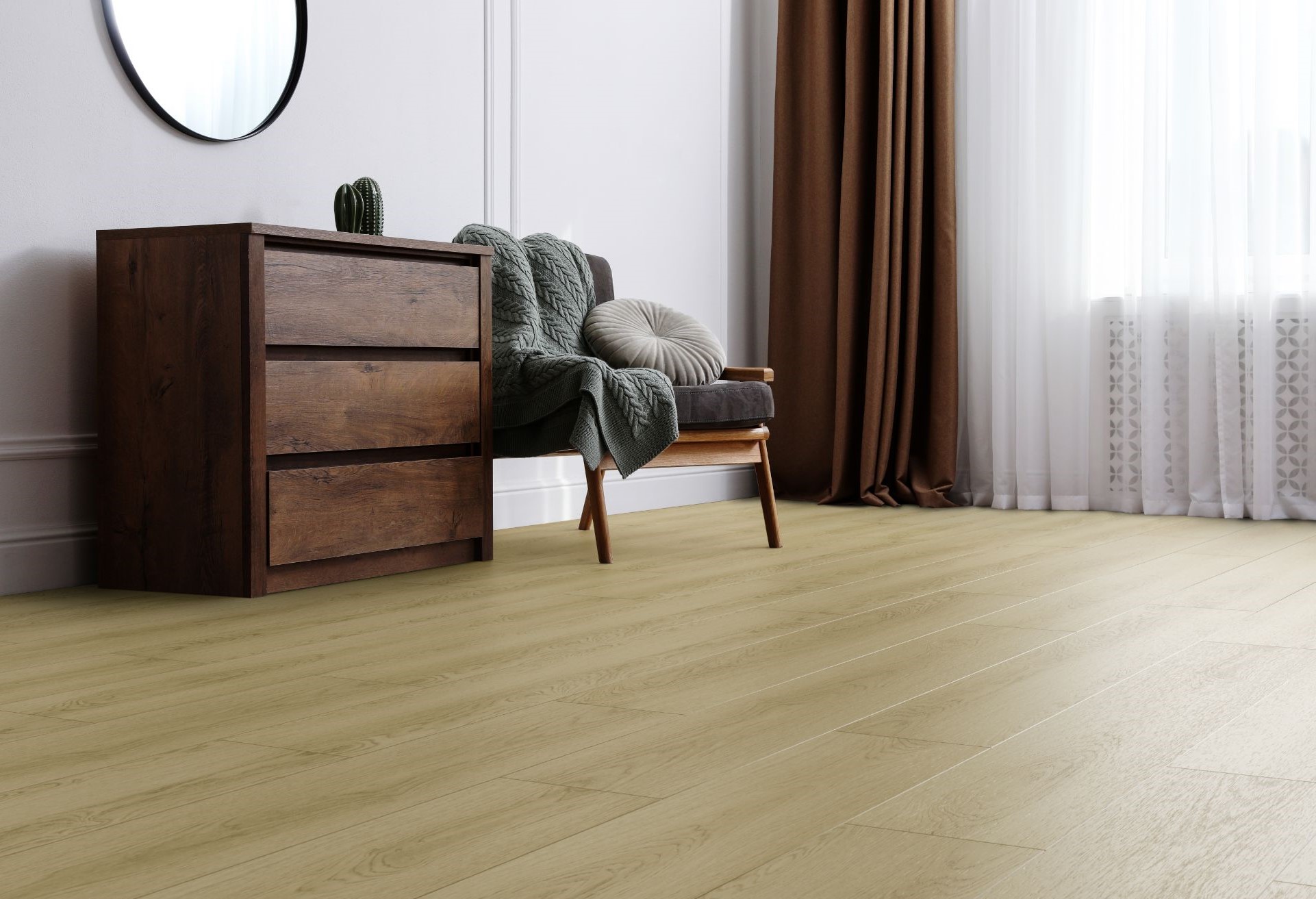 Кварцвиниловый SPC ламинат Aquafloor Space Select XL AF4085SXL 1520×220×4 фото в интерьере