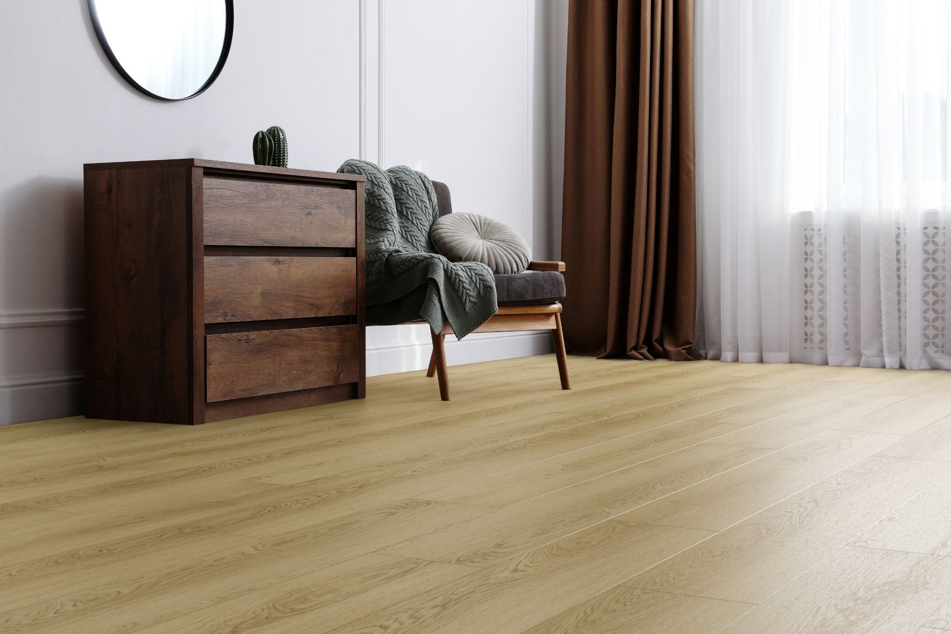 Кварцвиниловый SPC ламинат Aquafloor Space Select XL AF4086SXL 1520×220×4 фото в интерьере