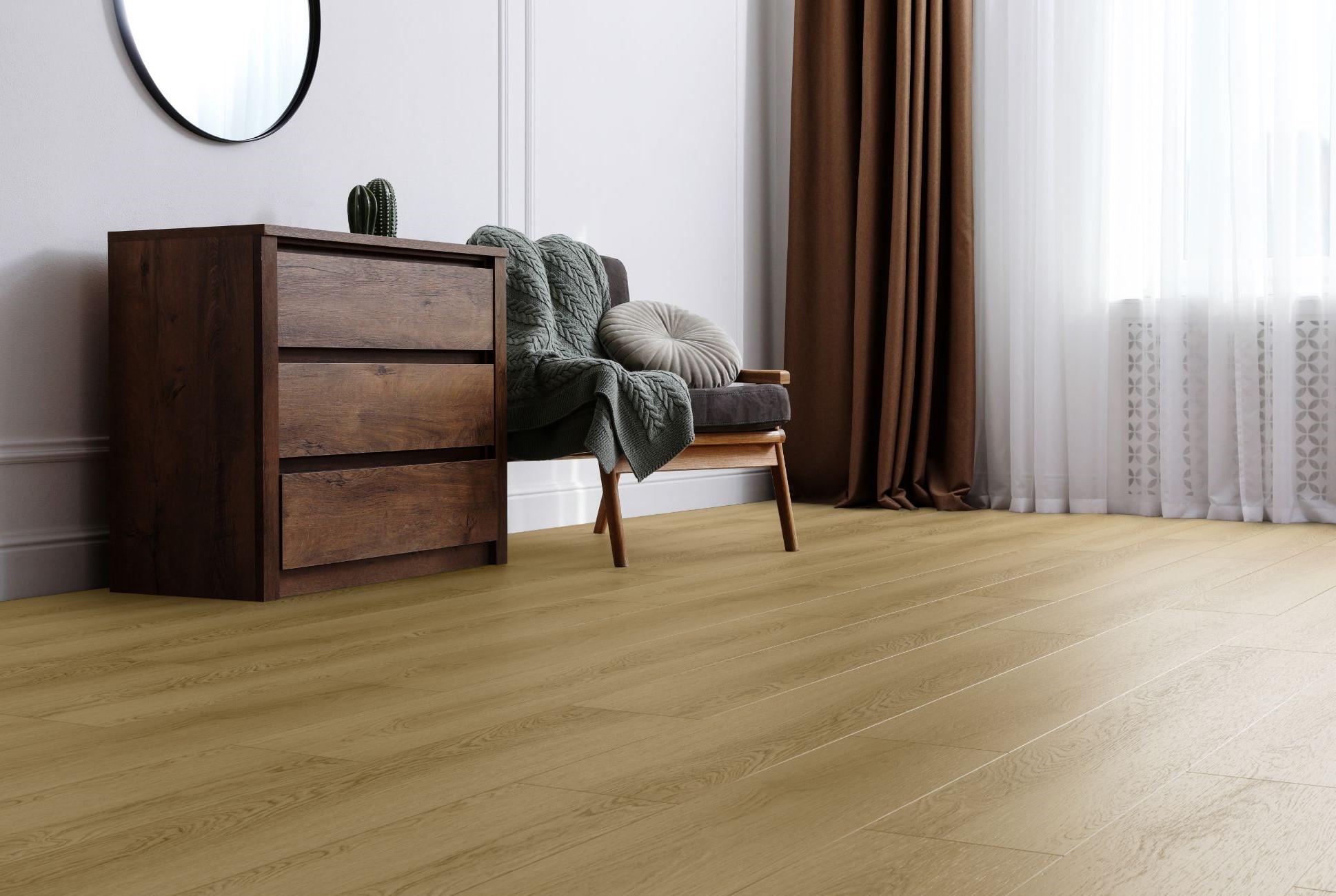 Кварцвиниловый SPC ламинат Aquafloor Space Select XL AF4087SXL 1520×220×4 фото в интерьере