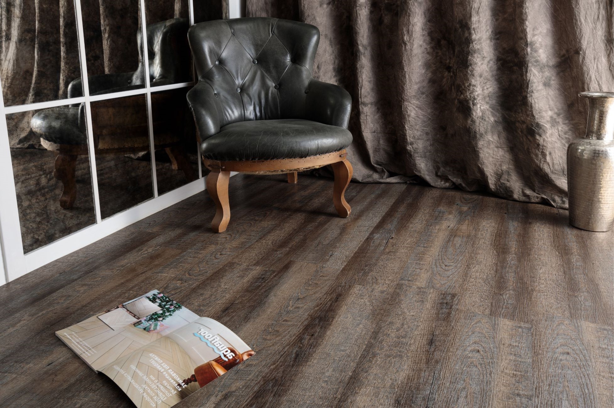 Кварцвиниловая плитка Aquafloor замковая Nano AF3220N 1221×180×3,2 фото в интерьере