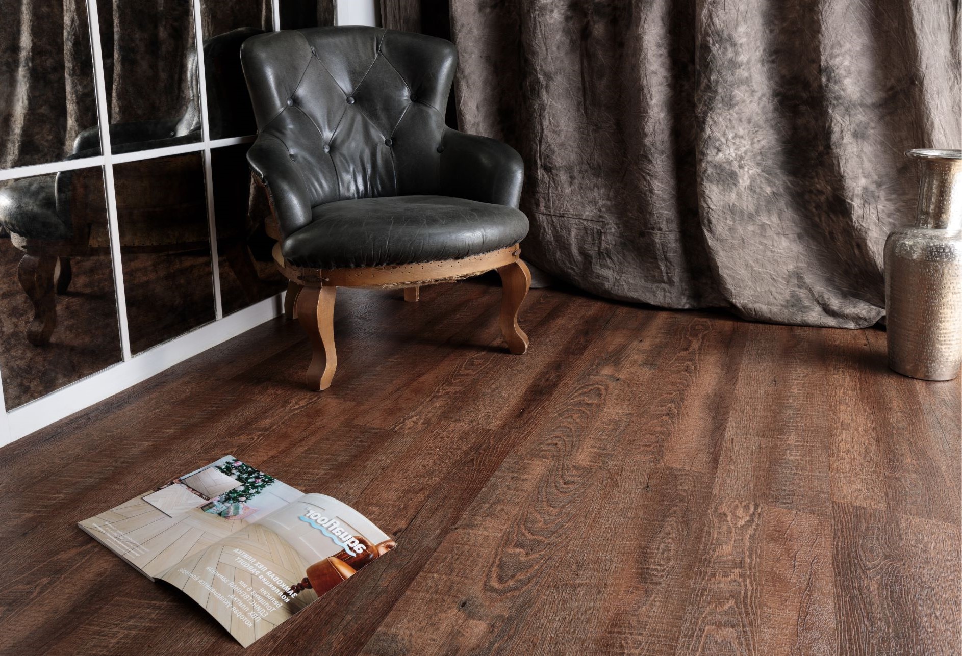 Кварцвиниловая плитка Aquafloor замковая Nano AF3219N 1221×180×3,2 фото в интерьере