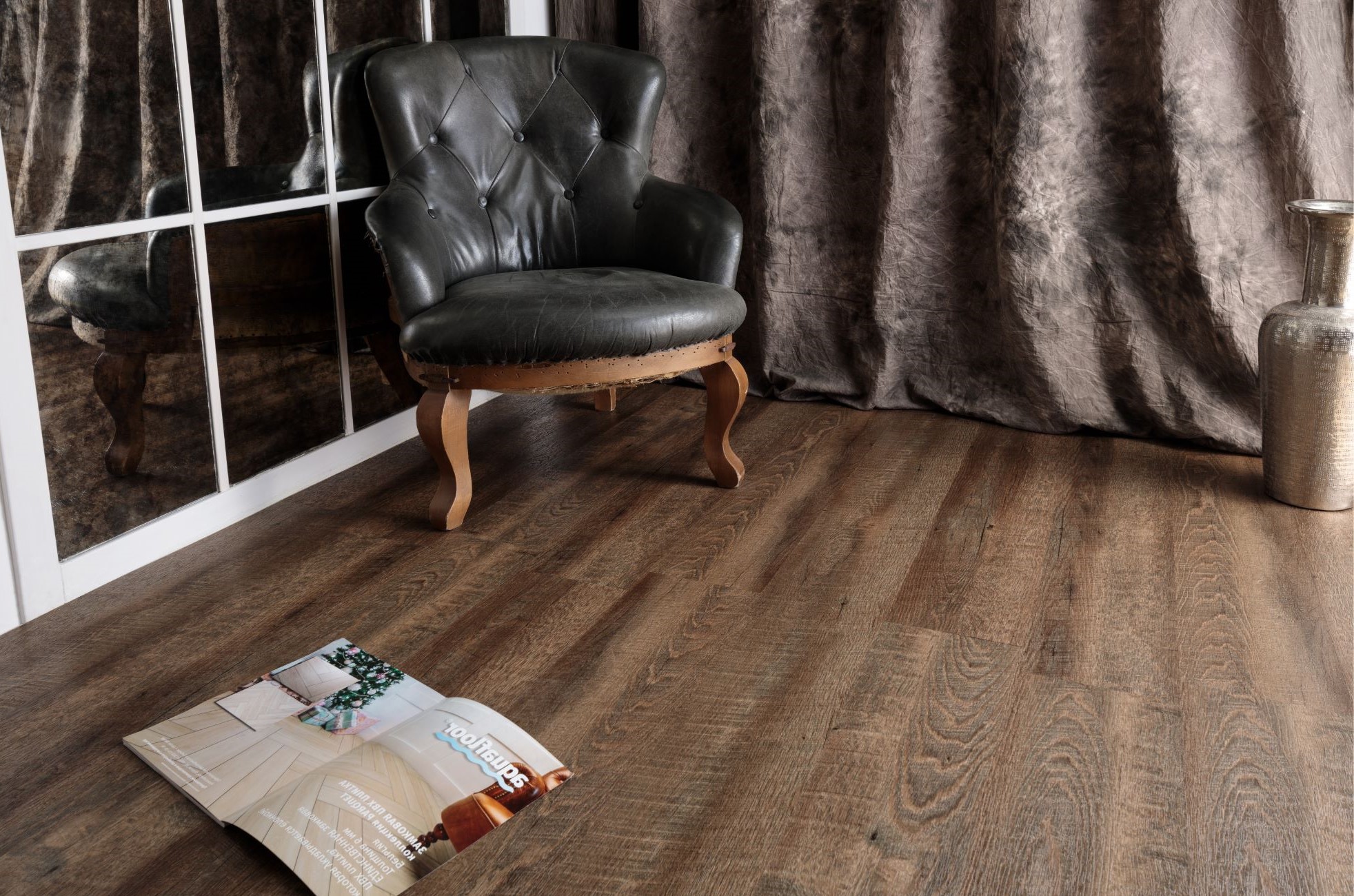 Кварцвиниловая плитка Aquafloor замковая Nano AF3218N 1221×180×3,2 фото в интерьере