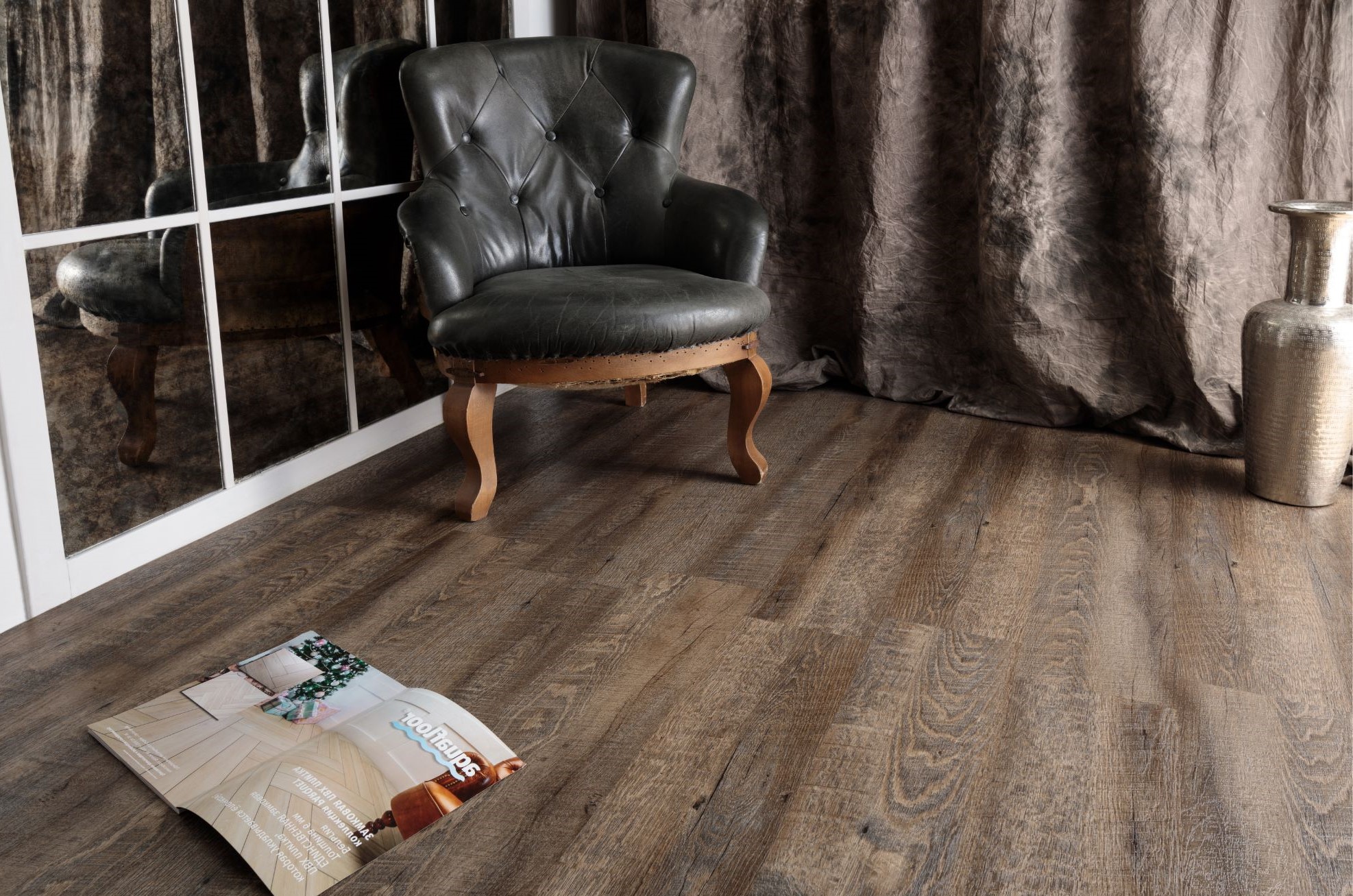 Кварцвиниловая плитка Aquafloor замковая Nano AF3217N 1221×180×3,2 фото в интерьере