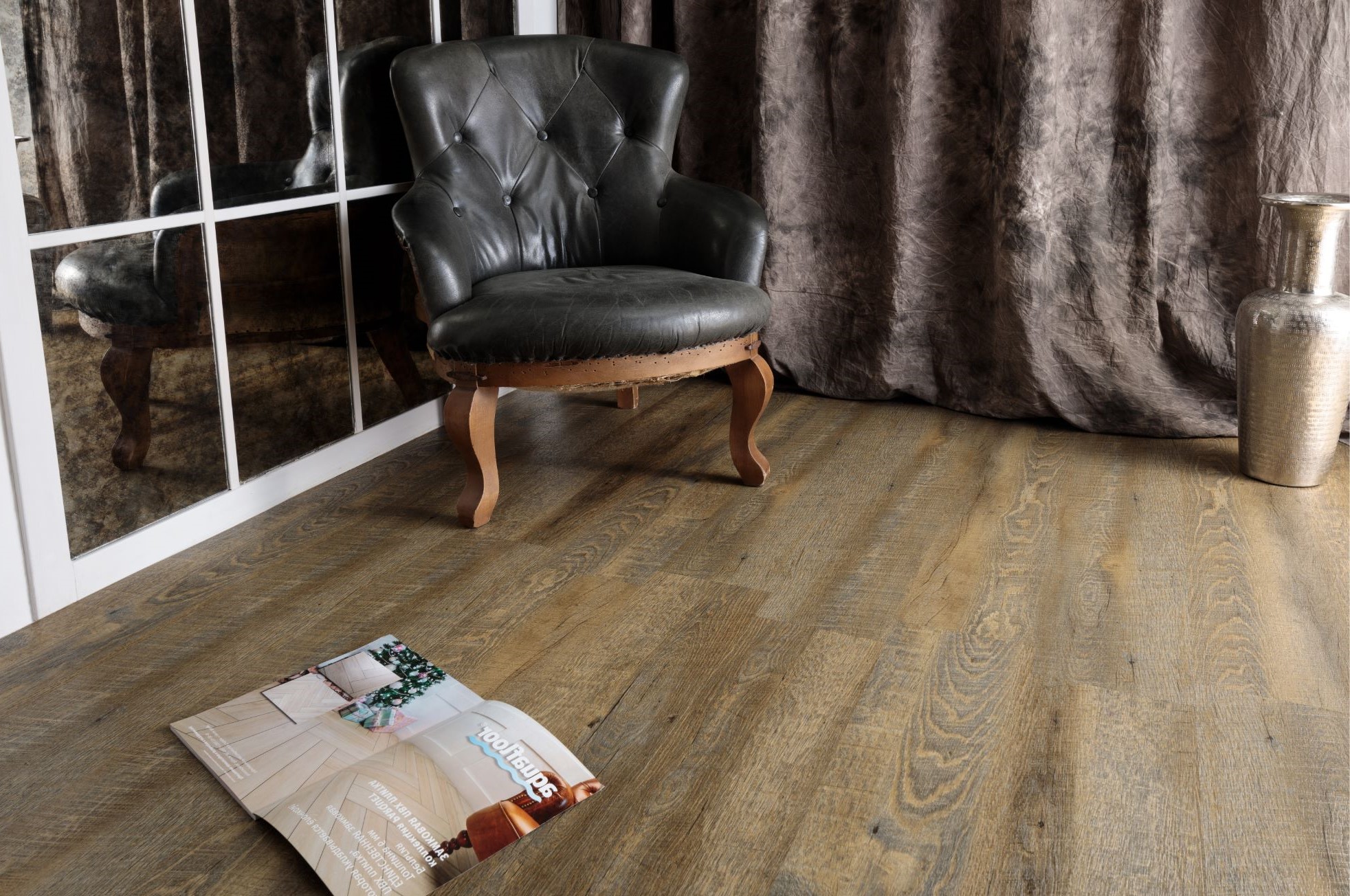 Кварцвиниловая плитка Aquafloor замковая Nano AF3216N 1221×180×3,2 фото в интерьере