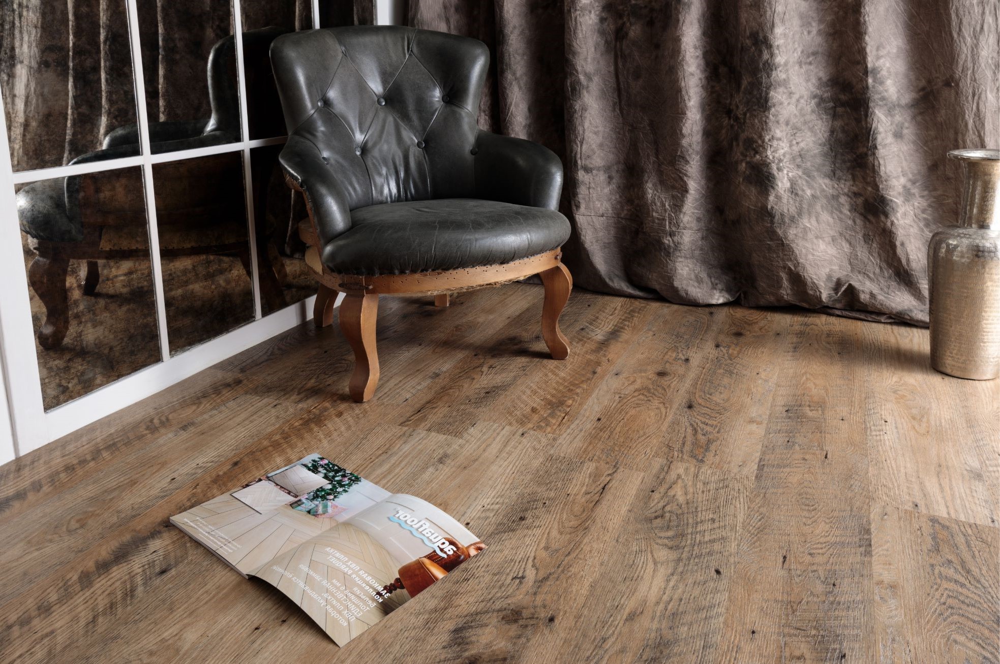 Кварцвиниловая плитка Aquafloor замковая Nano AF3215N 1221×180×3,2 фото в интерьере