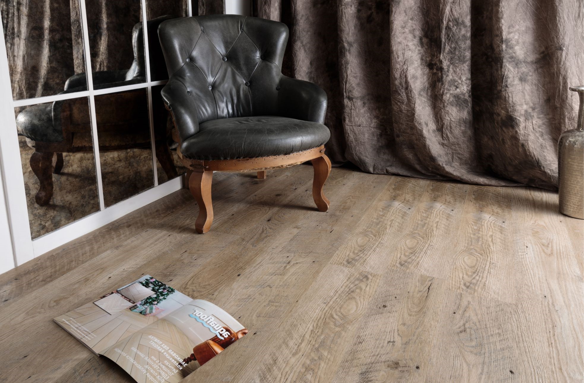 Кварцвиниловая плитка Aquafloor замковая Nano AF3214N 1221×180×3,2 фото в интерьере