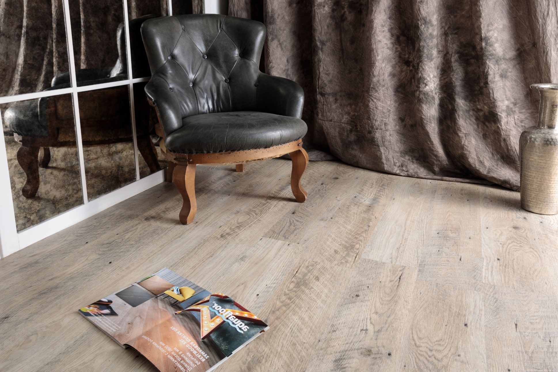 Кварцвиниловая плитка Aquafloor замковая Nano AF3213N 1221×180×3,2 фото в интерьере