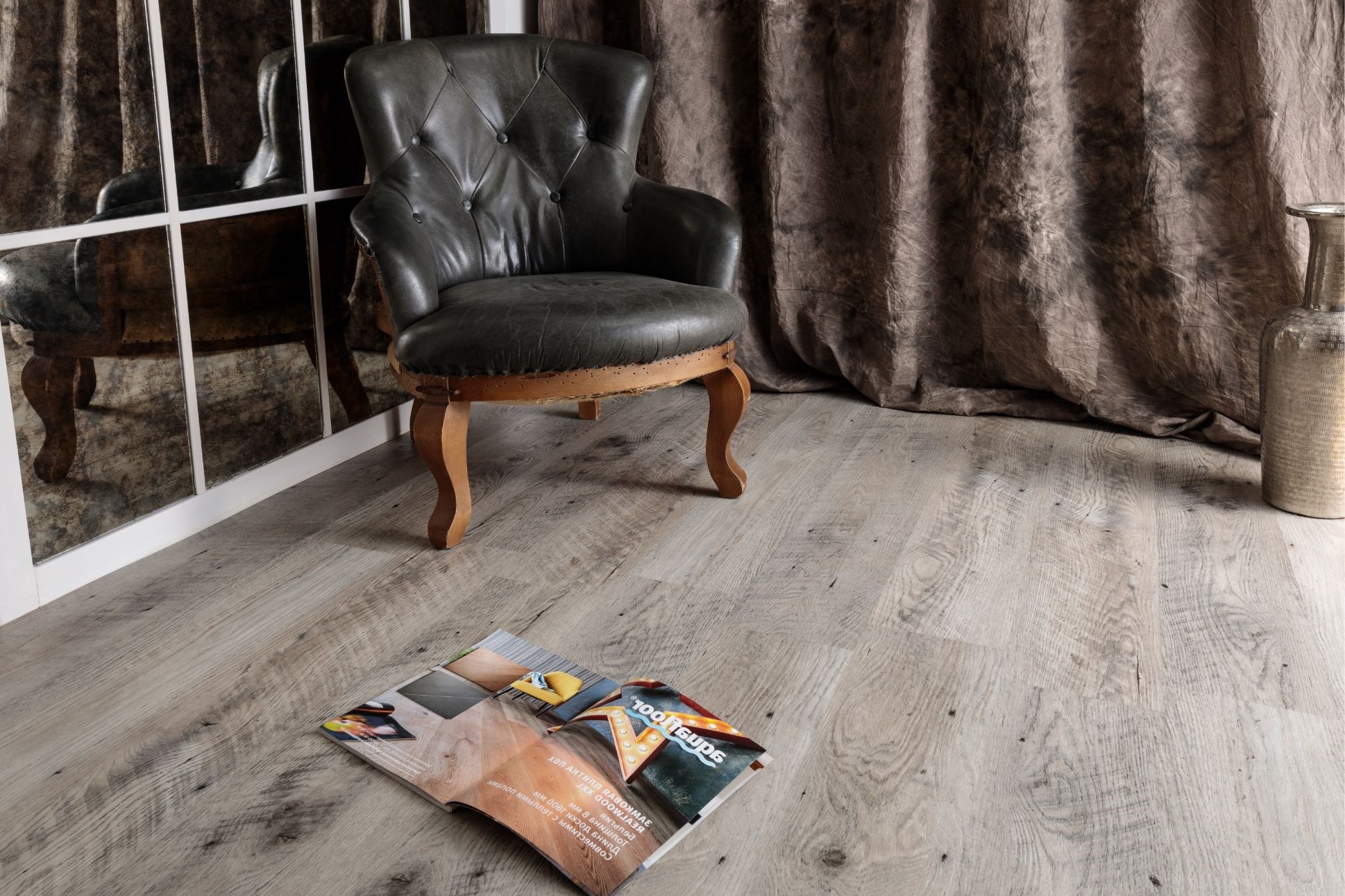 Кварцвиниловая плитка Aquafloor замковая Nano AF3212N 1221×180×3,2 фото в интерьере