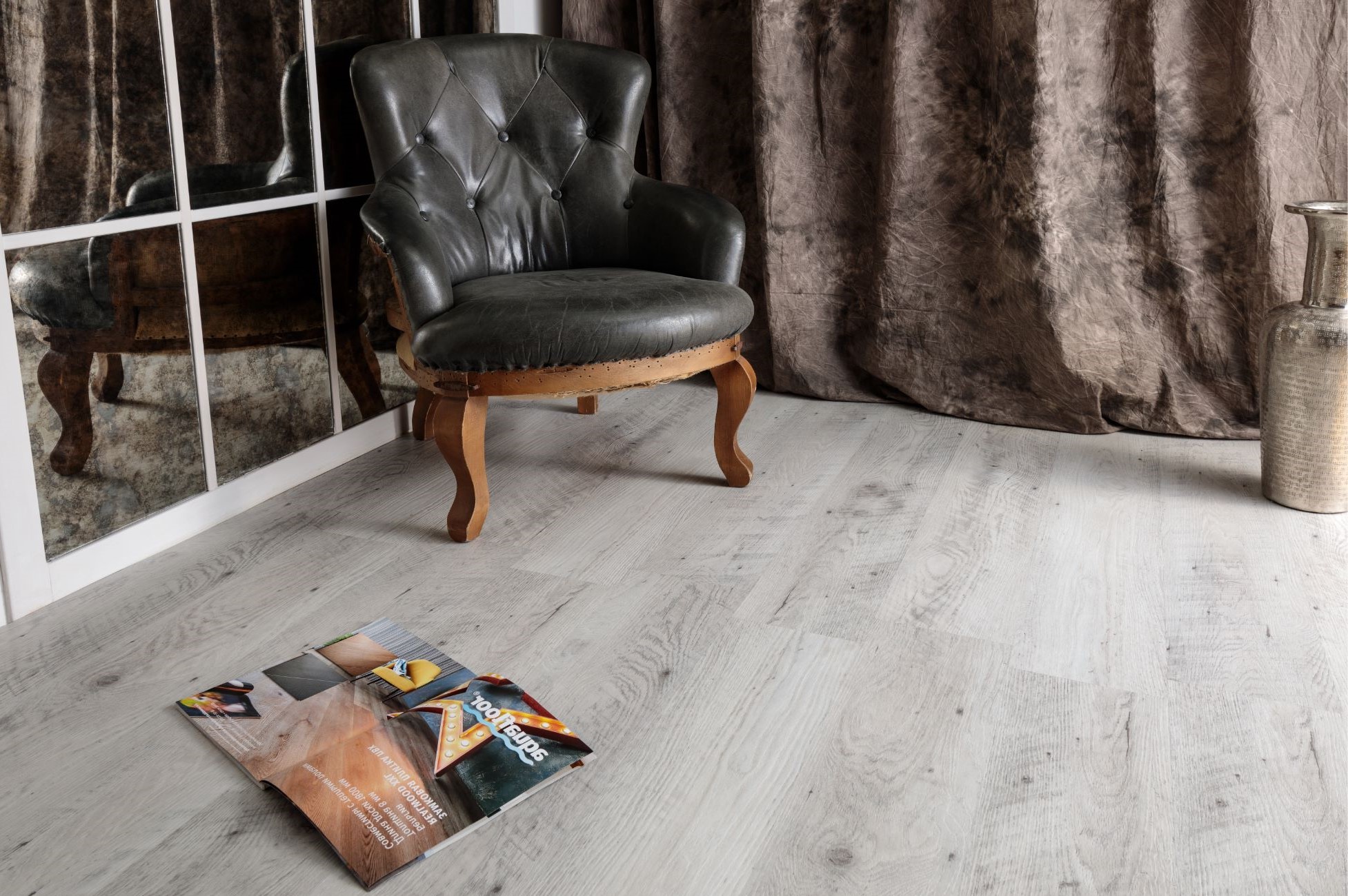 Кварцвиниловая плитка Aquafloor замковая Nano AF3211N 1221×180×3,2 фото в интерьере