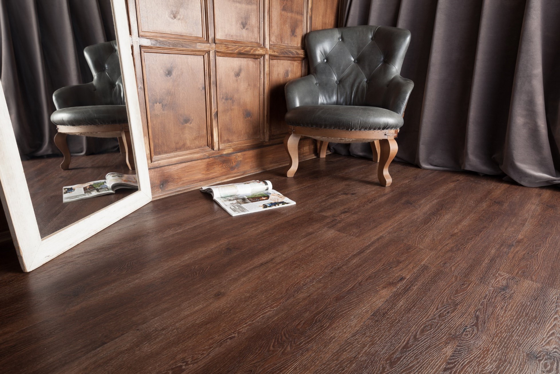 Кварцвиниловая плитка Aquafloor замковая Nano AF3209N 1221×180×3,2 фото в интерьере