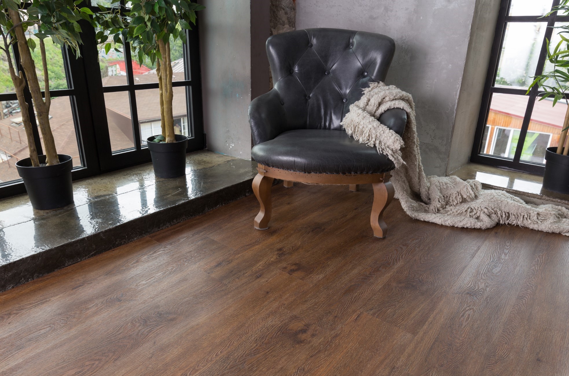 Кварцвиниловая плитка Aquafloor замковая Nano AF3205N 1221×180×3,2 фото в интерьере