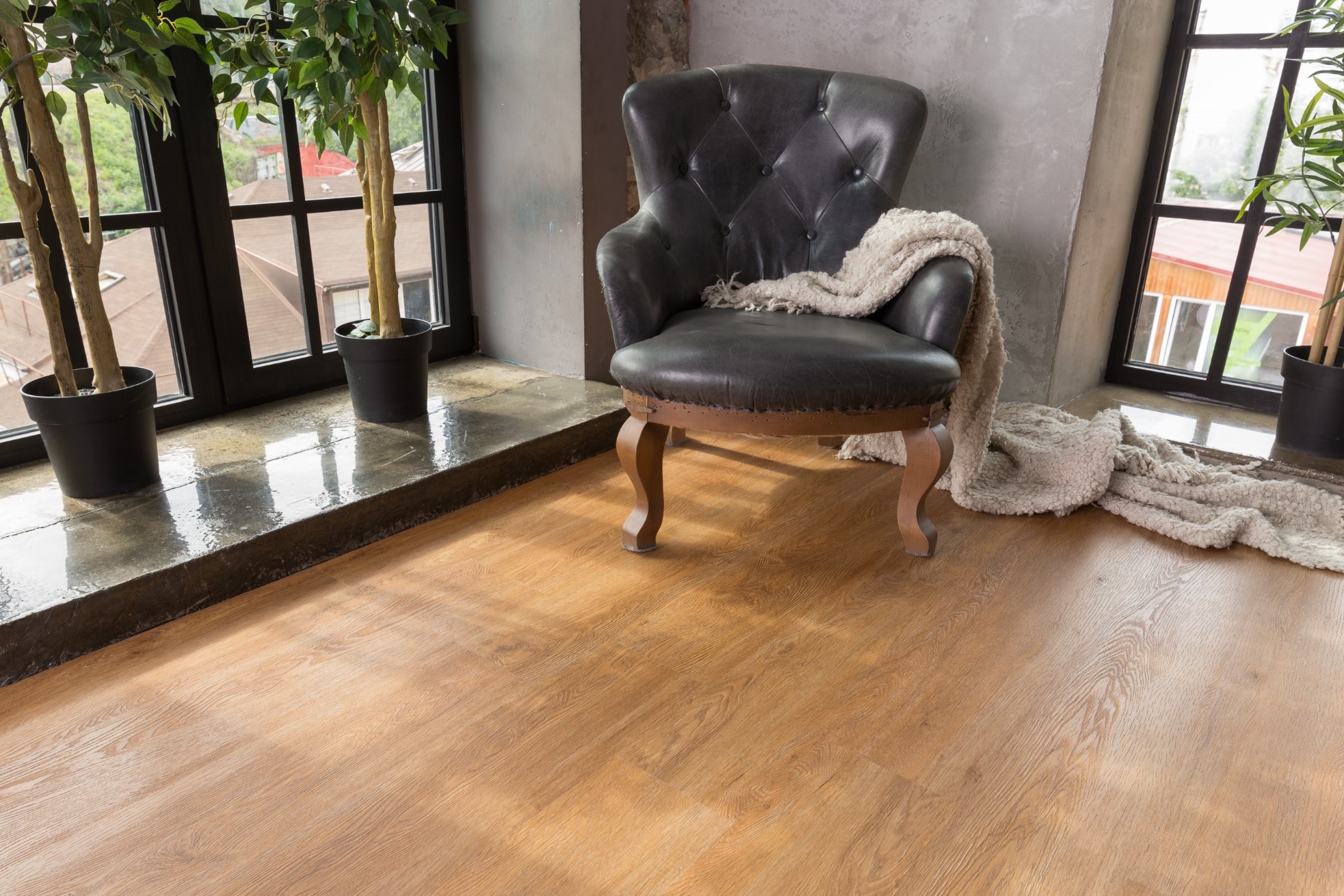 Кварцвиниловая плитка Aquafloor замковая Nano AF3204N 1221×180×3,2 фото в интерьере