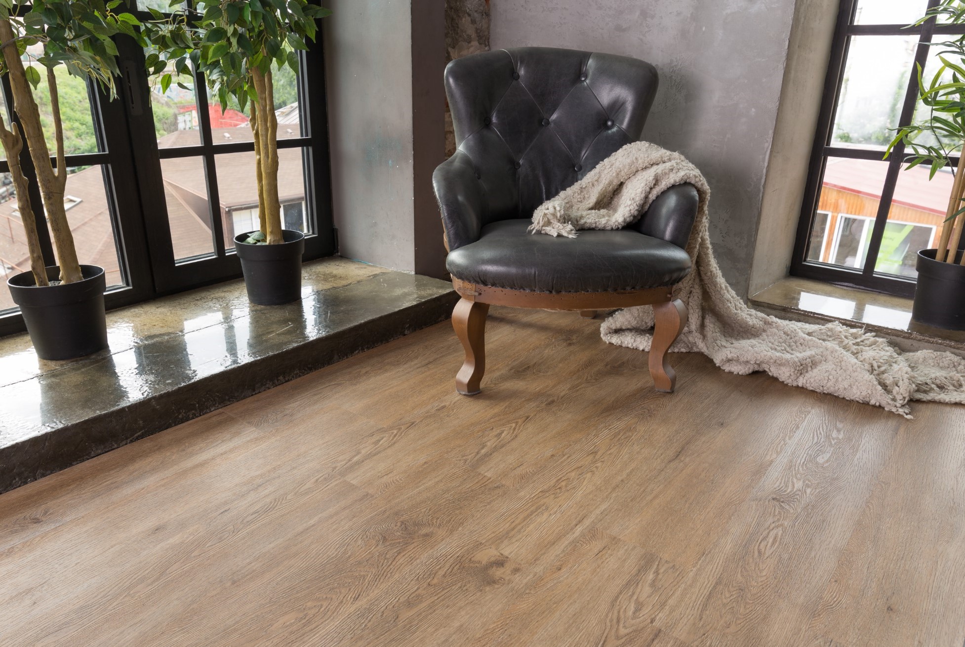 Кварцвиниловая плитка Aquafloor замковая Nano AF3203N 1221×180×3,2 фото в интерьере