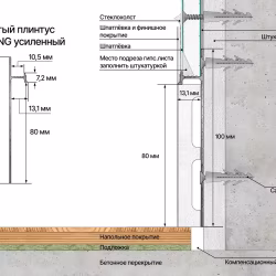Плинтус алюминиевый скрытый с подсветкой Laconistiq Strong 42-100-300 без покрытия 3000×80×13,1